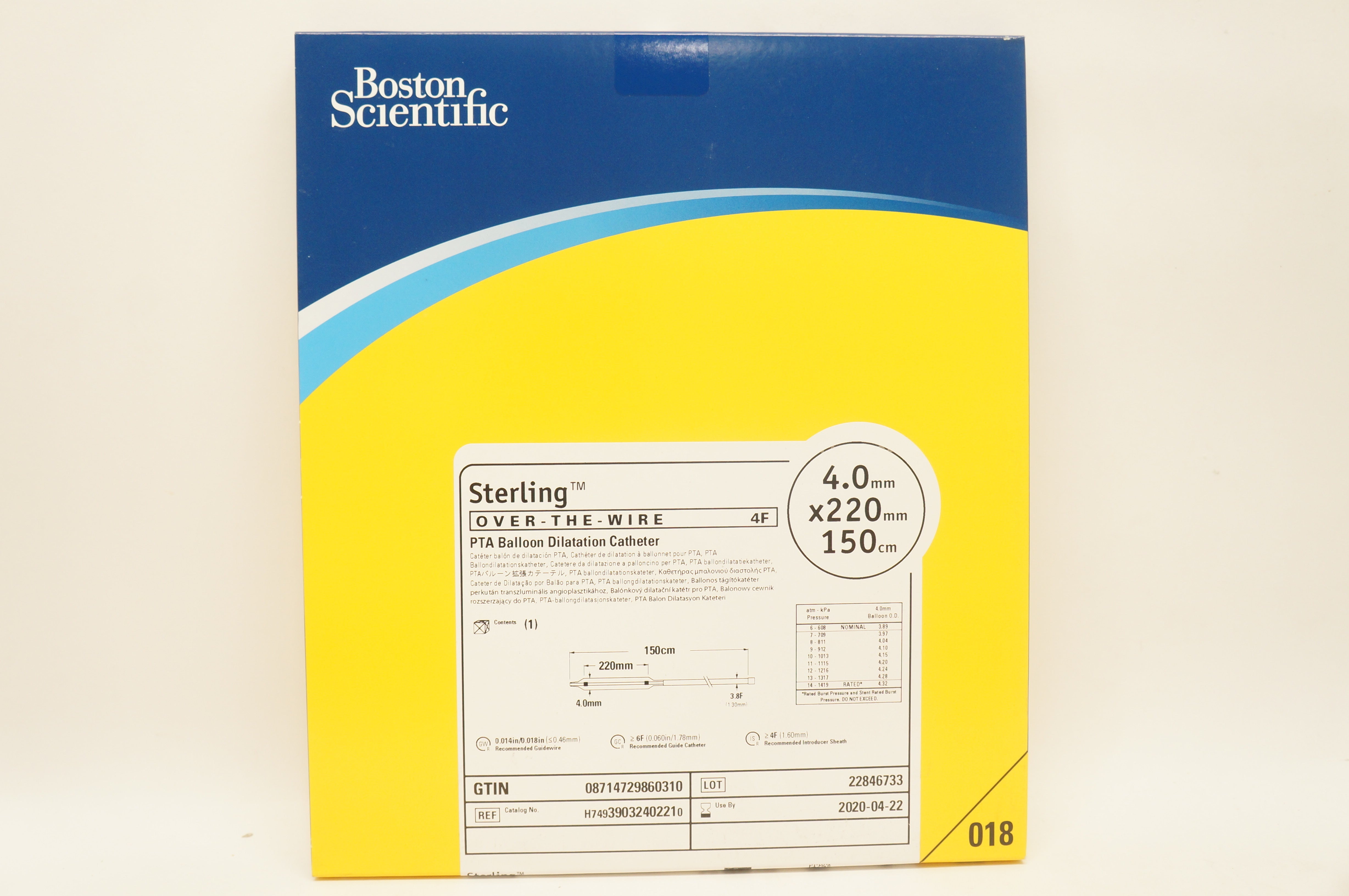 Boston Scientific 3903240221 Sterling SL Over-the-Wire 4F x 4.0 x 220mm (x)