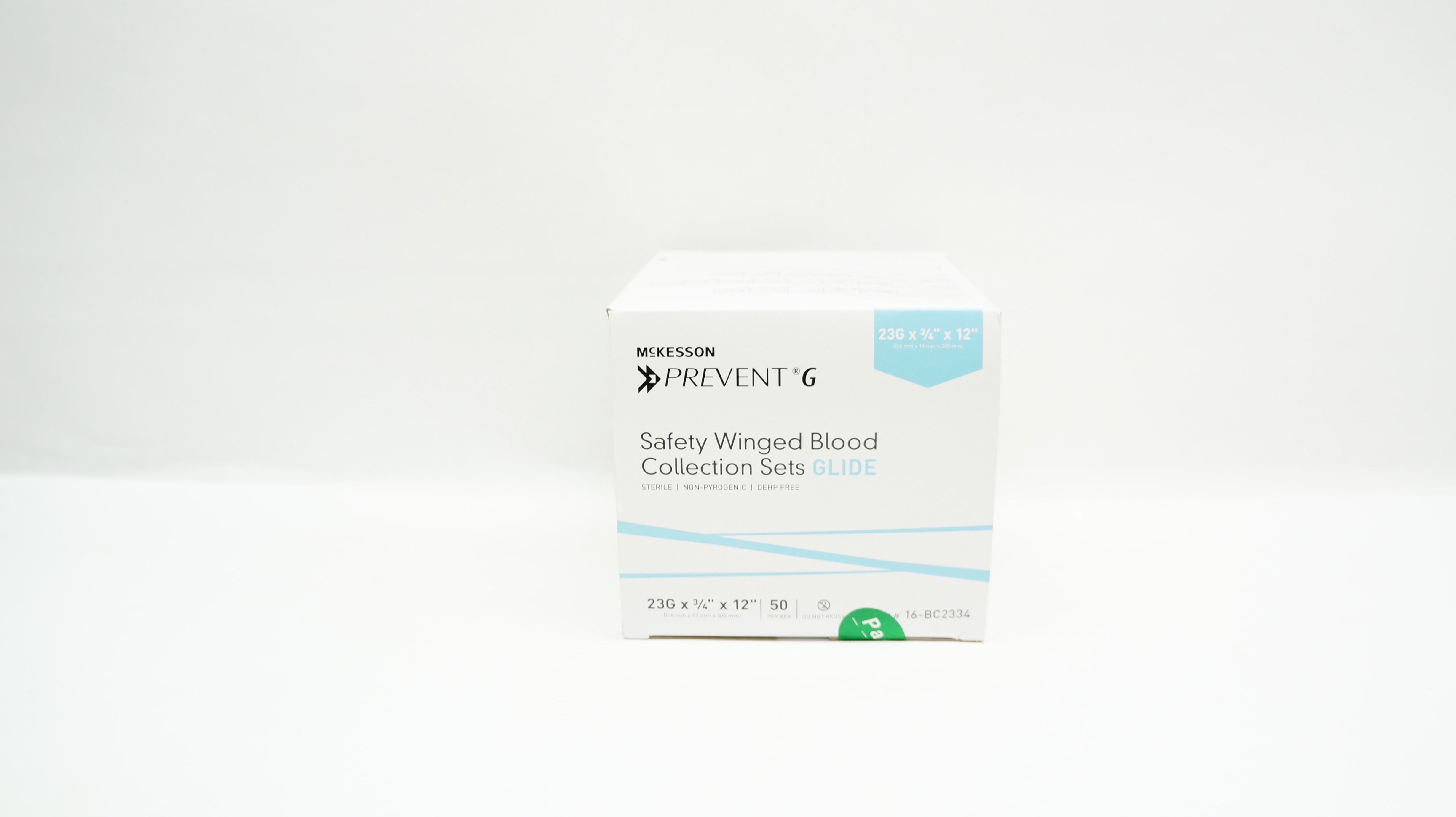 Mckesson 16-BC2334 Prevent G Safety Winged Blood Collection 23Gx3/4x12in-Boxof50(x)