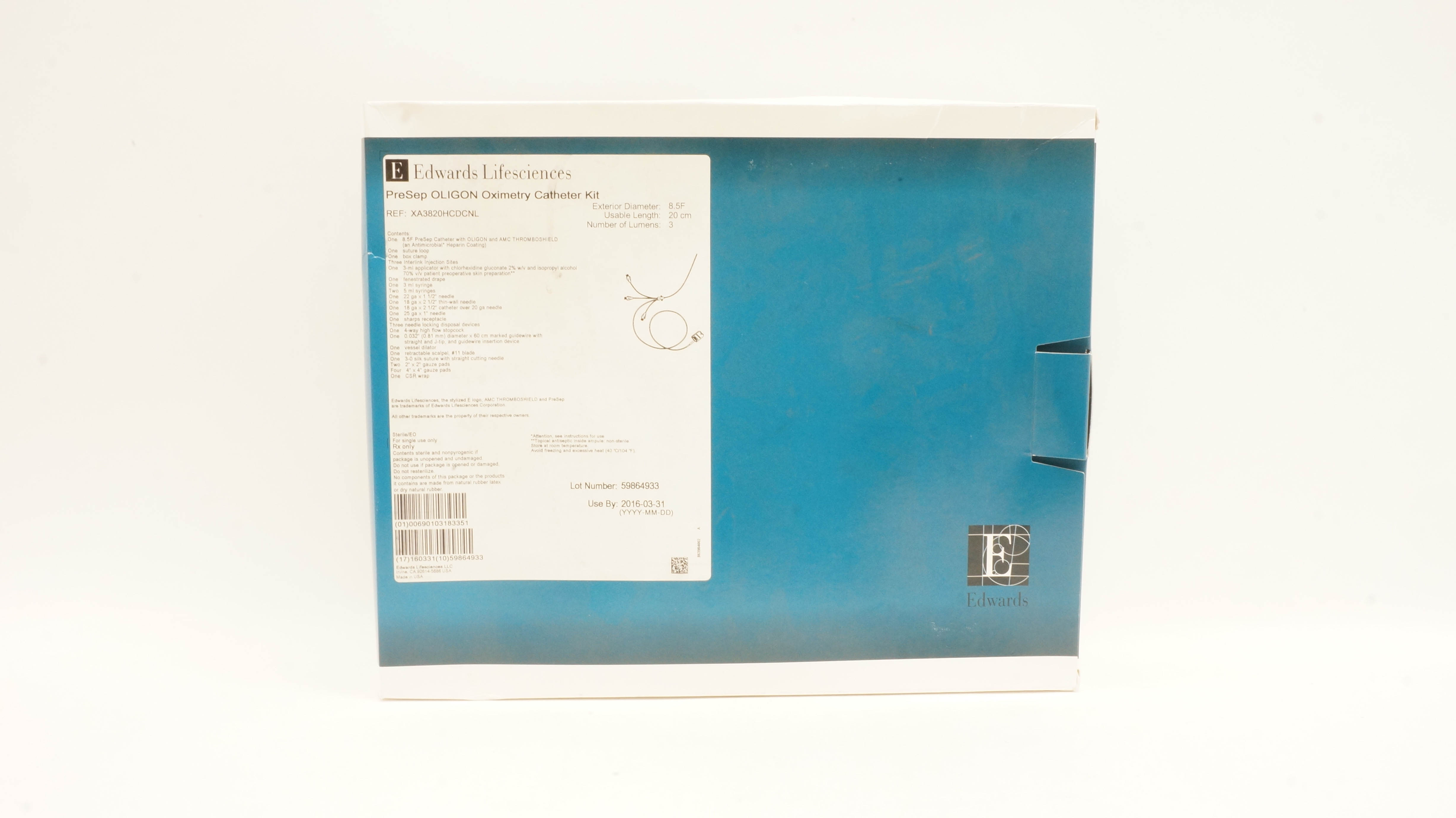 Edwards Lifesciences XA3820HCDCNL PreSep OLIGON Oximetry Cath Kit 8.5F (x)