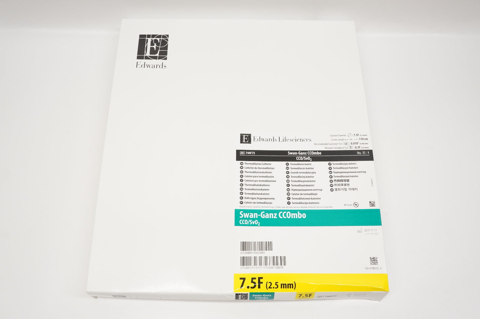 Edwards Lifesciences 744F75 CCOmbo CCO/SvO2 Thermodilution Cath. 7.5F (x)