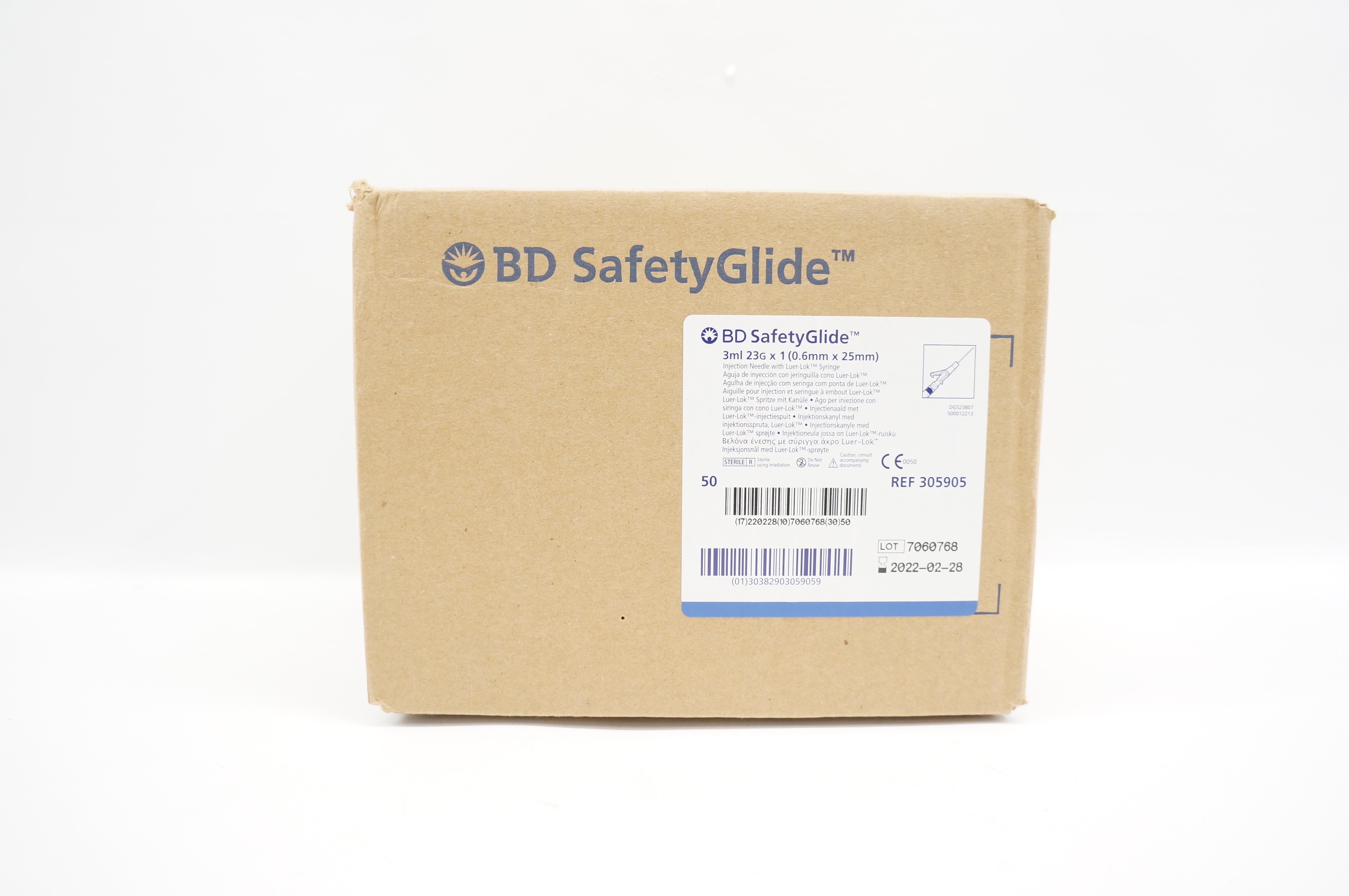 BD 305905 SafetyGlide Injection Ndle. with Syringe 3mL 23G x 1inch - Case of 50