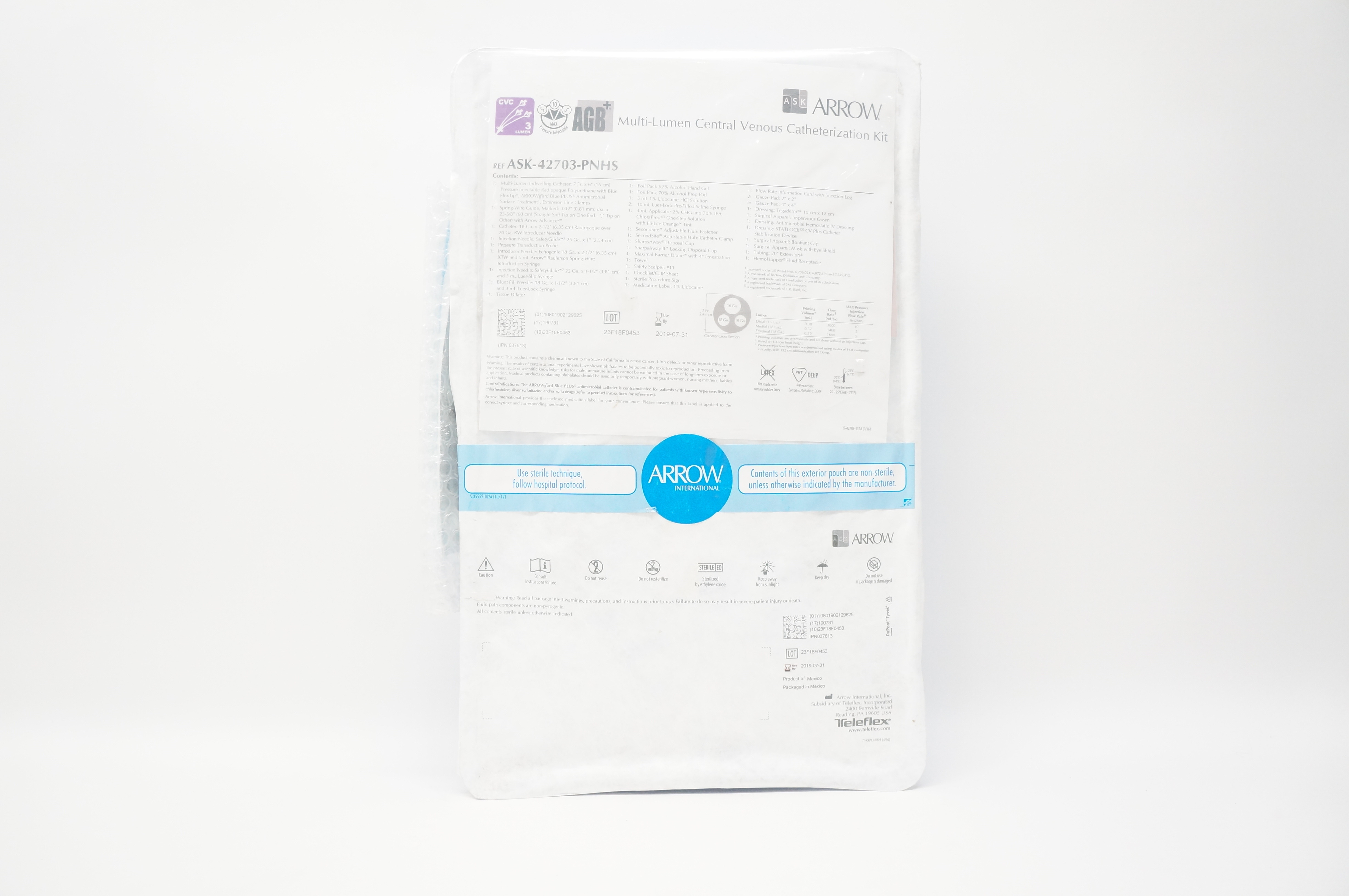 Teleflex ASK-42703-PNHS1 Arrow Multi-Lumen CVC Kit 7Fr. x 16cm (x)