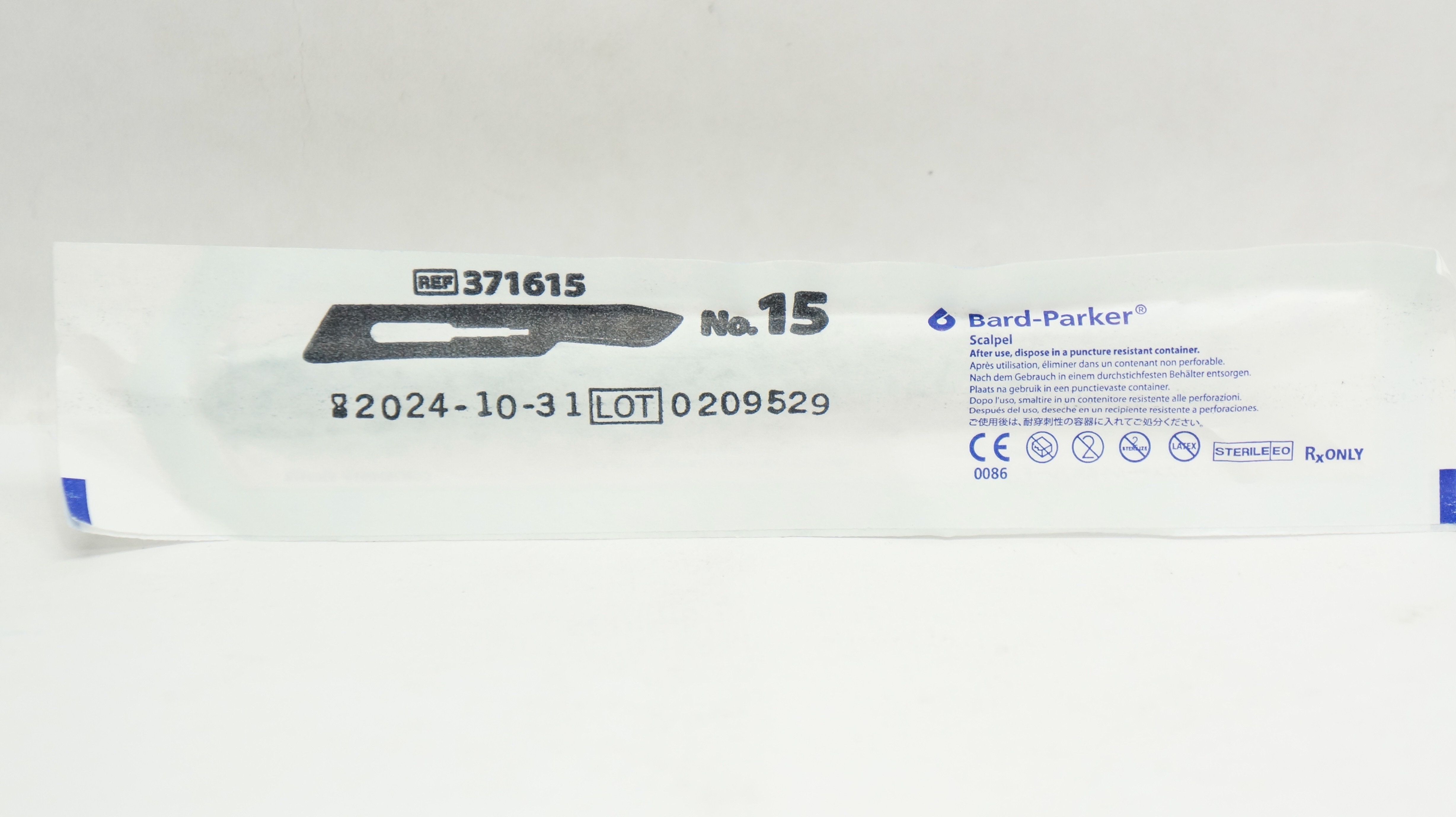 Aspen Surgical 371615 Bard-Parker Scalpel Stainless Steel Surgical Blade N15