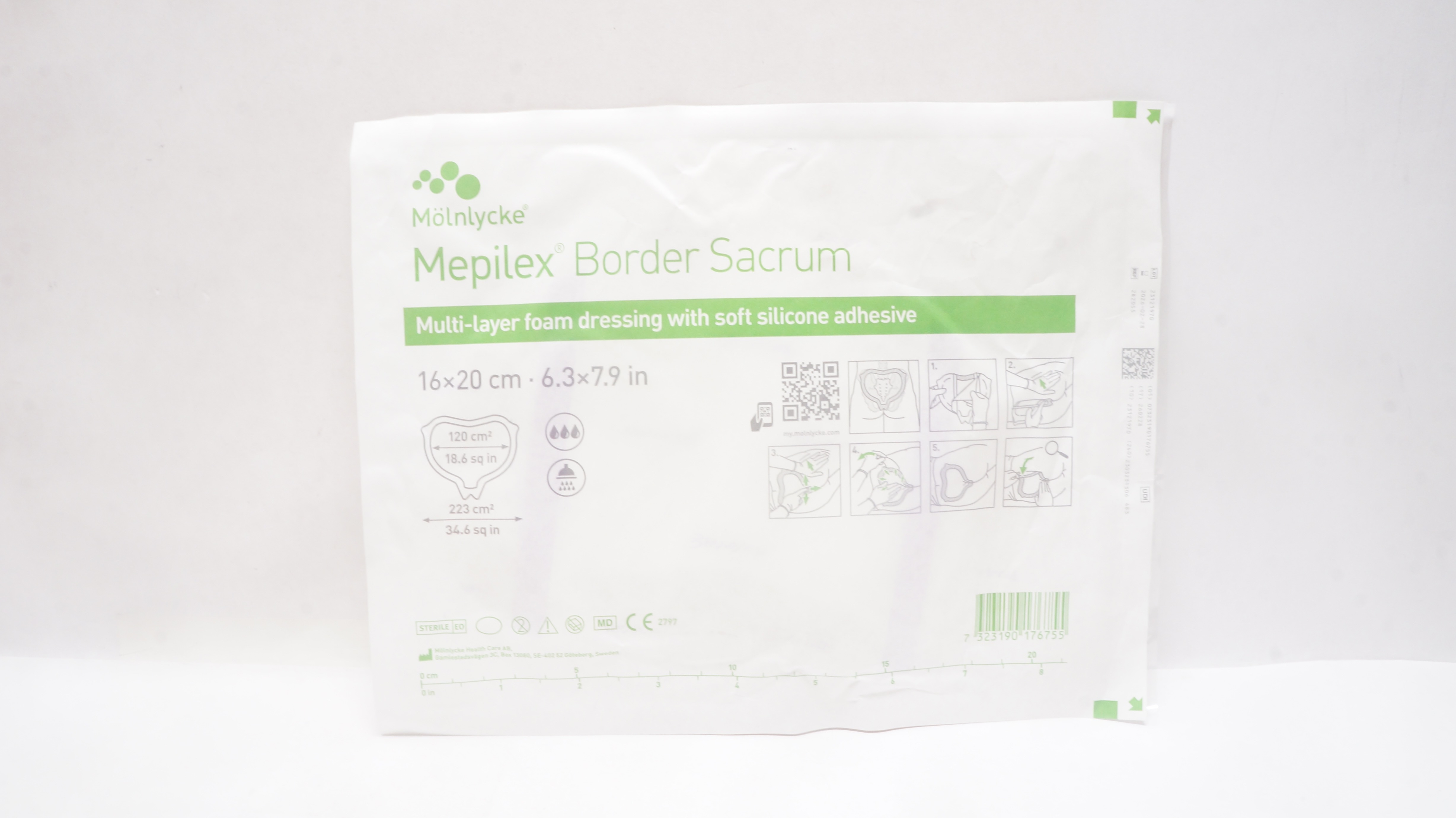Molnlycke Health Care 282055 Mepilex Border Sacrum Foam Dressing 6.3 x 7.9inch