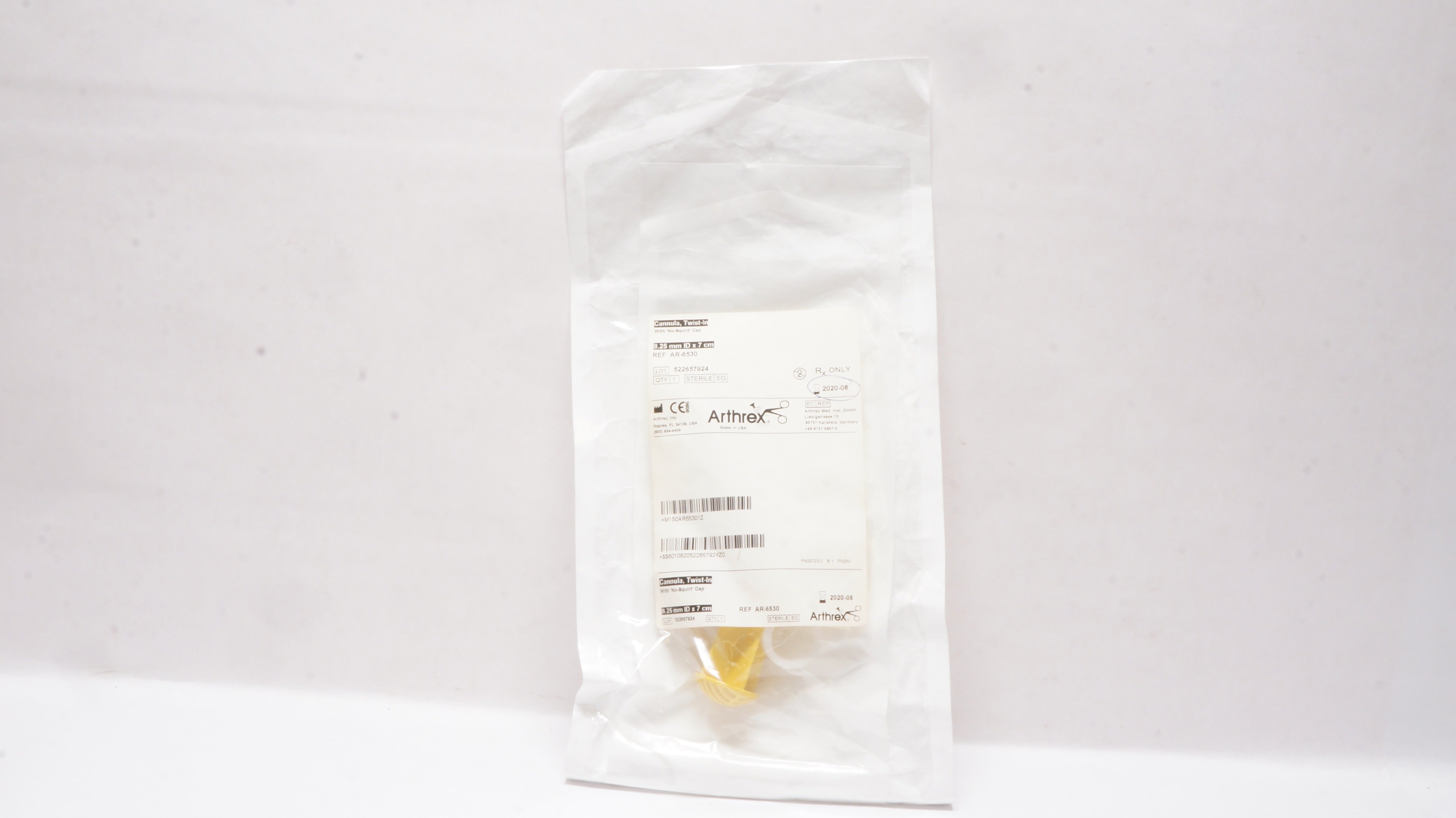 Arthrex AR-6530 Twist-In Cannula With No-Squirt Cap 8.25mm ID x 7cm (x)