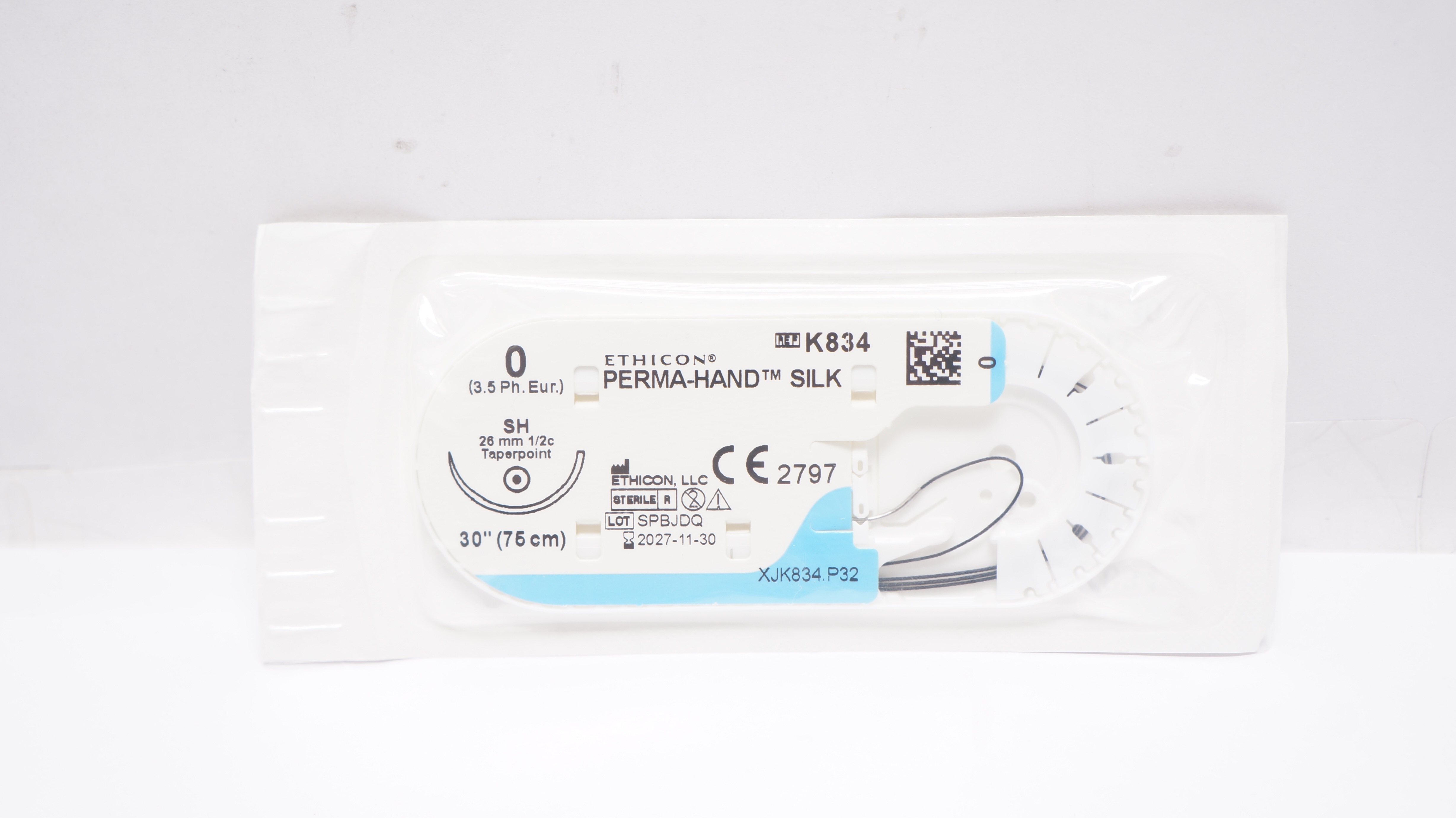 Ethicon K834 0 Perma-Hand Silk Stre SH 26mm 1/2c Taperpoint 30inch