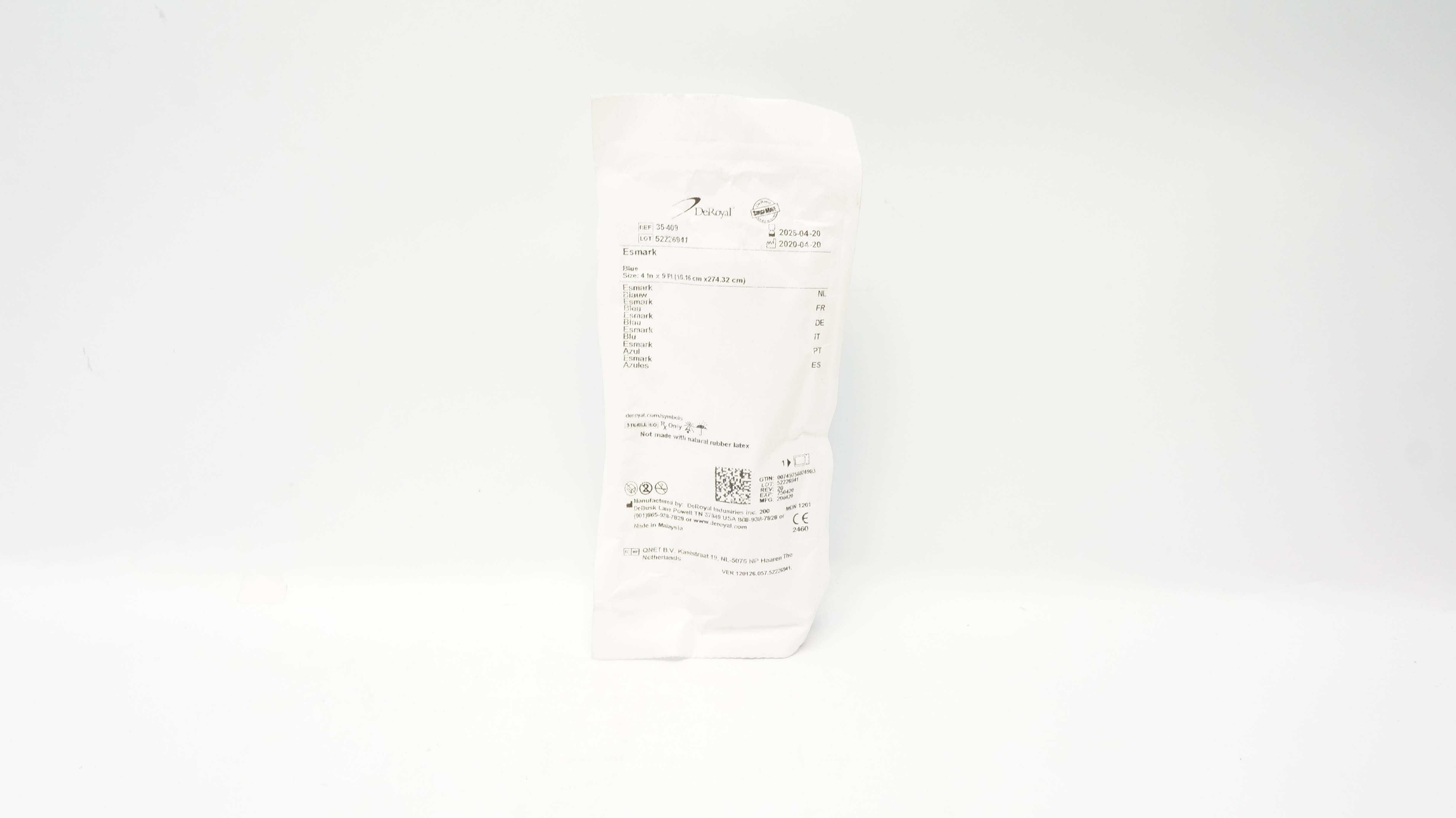 DeRoyal 35-409 Esmark Blue 4inch x 9ft.