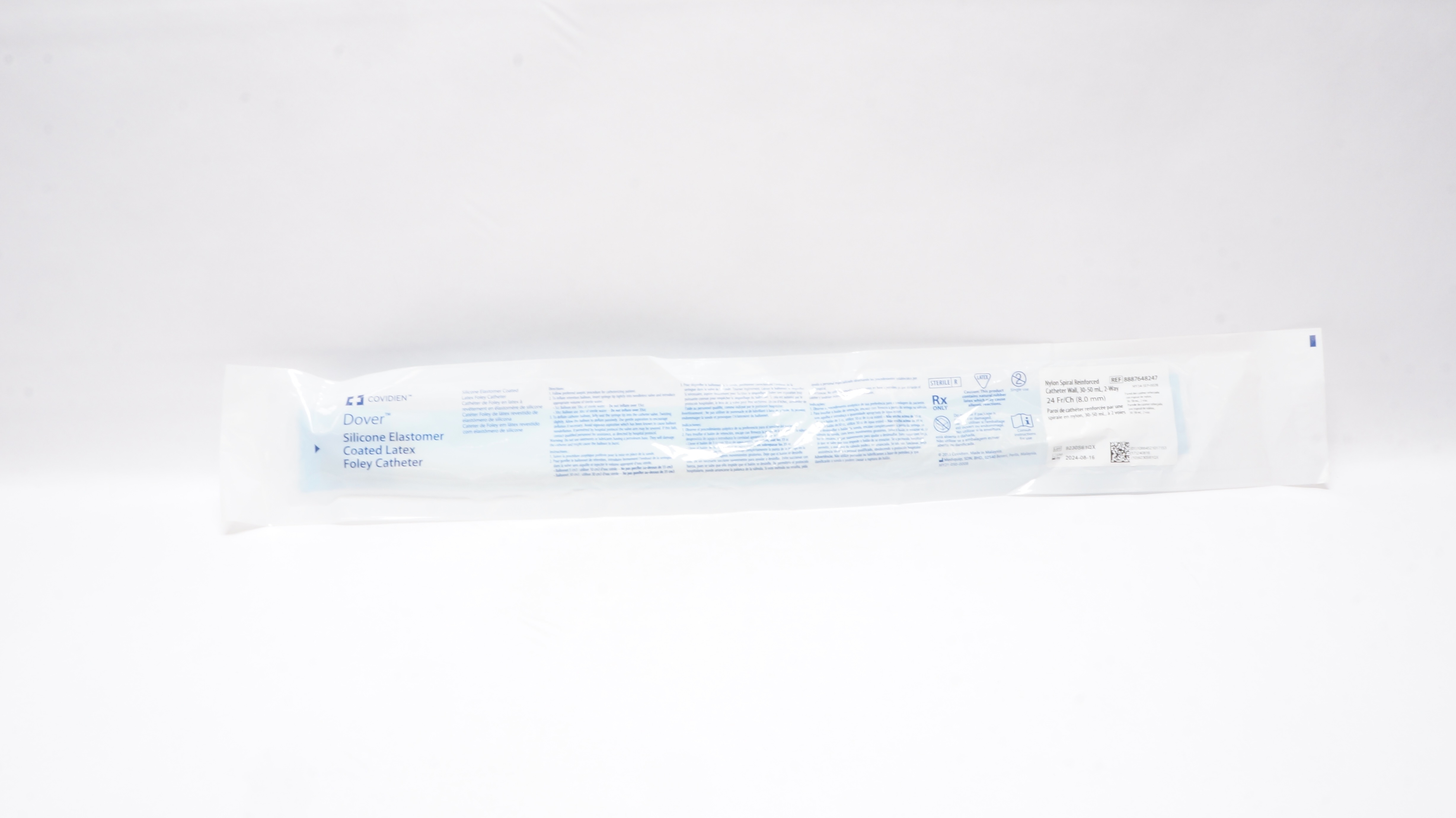 Covidien 8887648247 Dover Silicone Elastomer Coated Latex Foley Cath. 24Fr/Ch