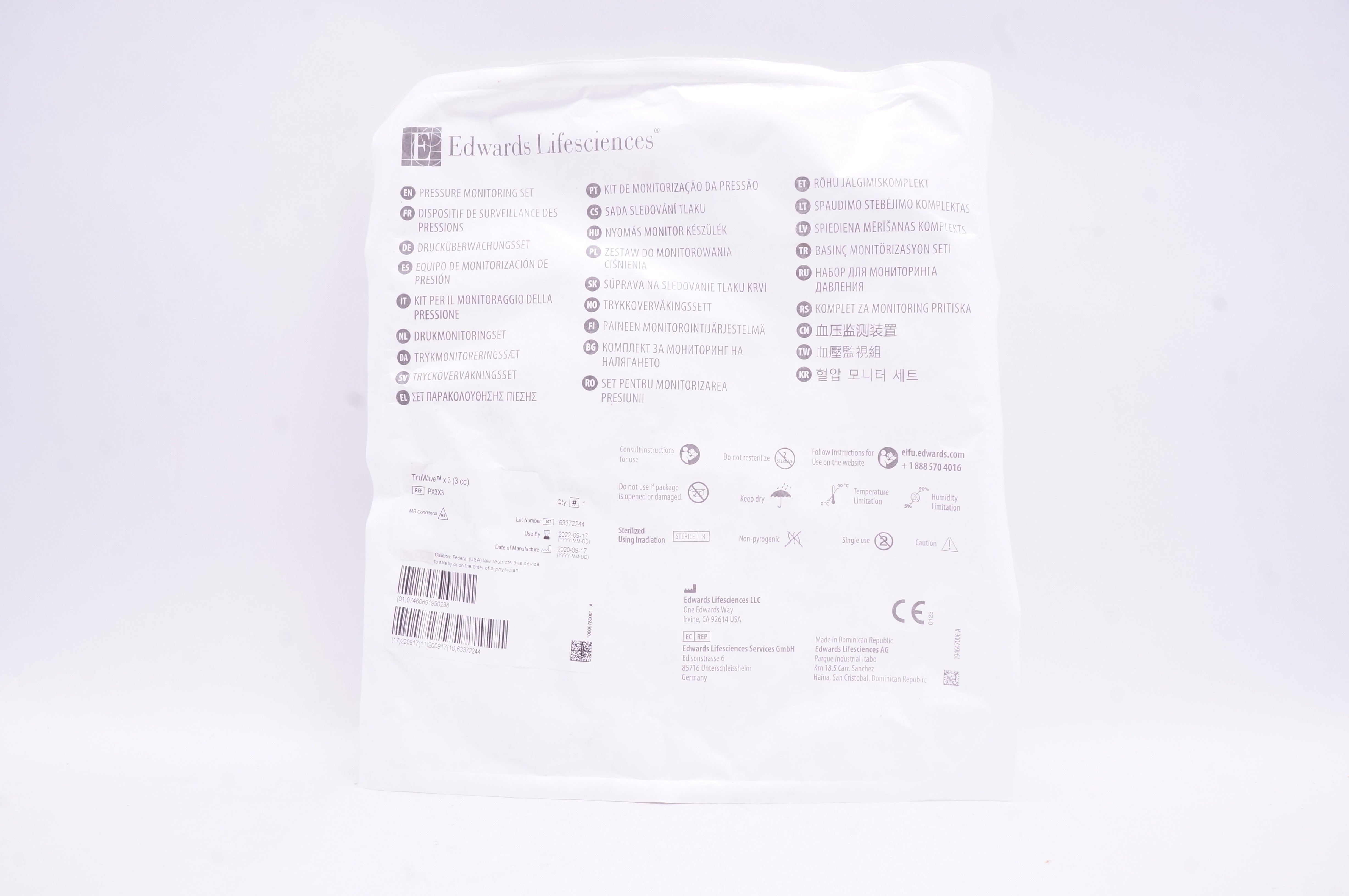 Edwards Lifesciences PX2X2 Pressure Monitoring Set TruWave x 2 (3 cc) (x)