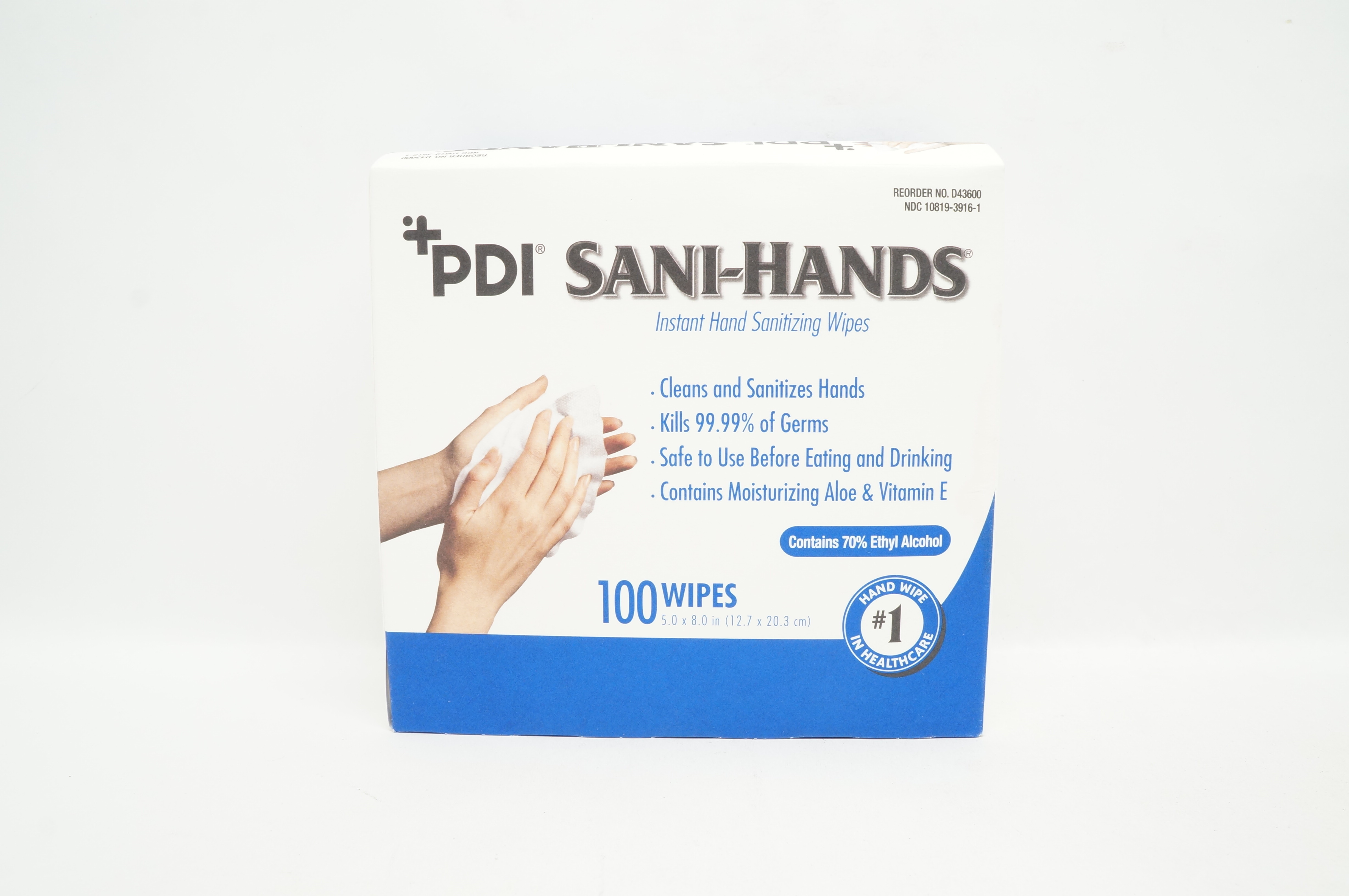 PDI D43600 Sani-Hands Instant Hand Sanitizing Wipes 5.0 x 8.0inch - Box of 100