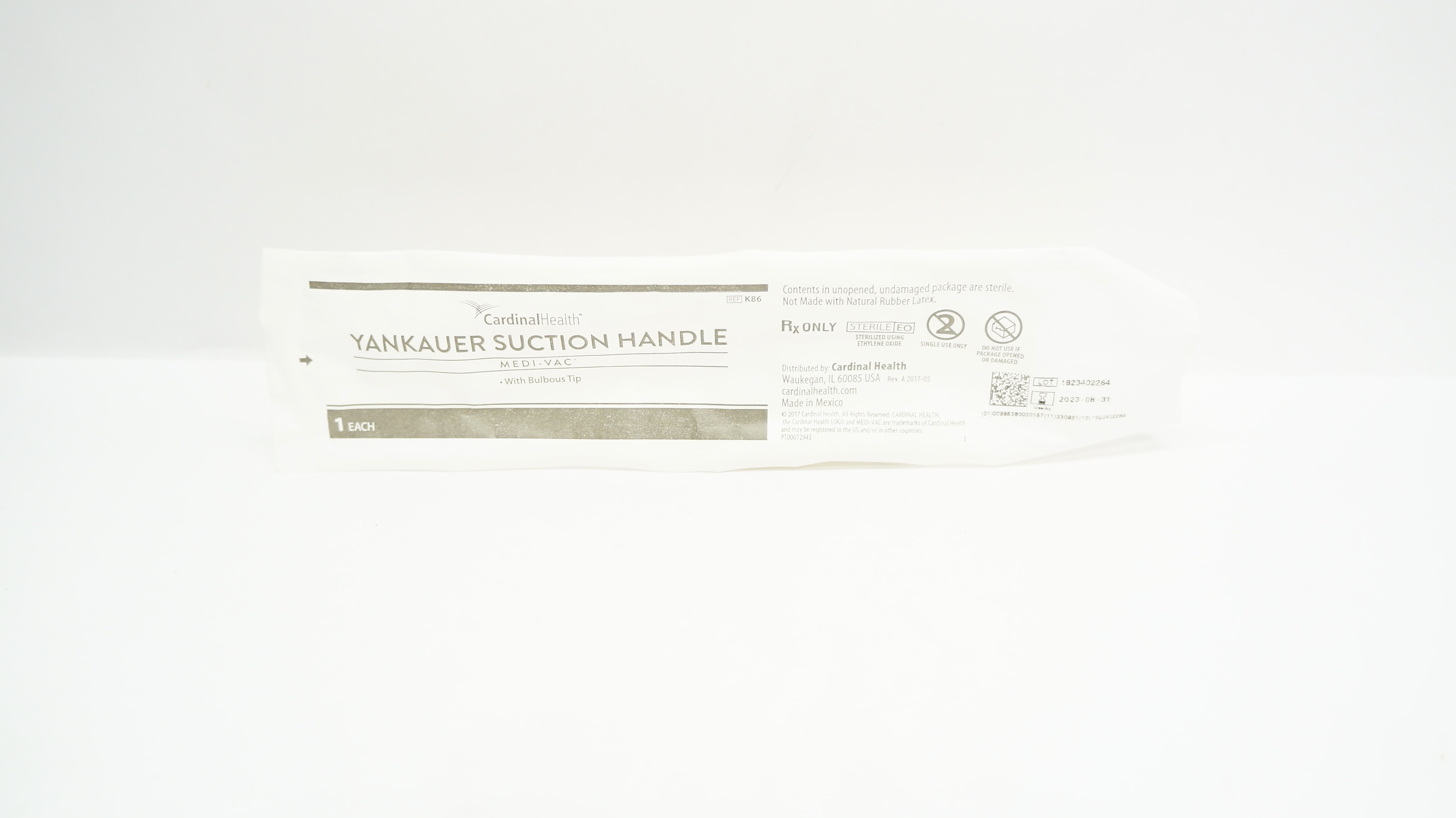 Cardinal Health K86 Medi-Vac Yankauer Suction Handle w/Bulbous Tip (x)