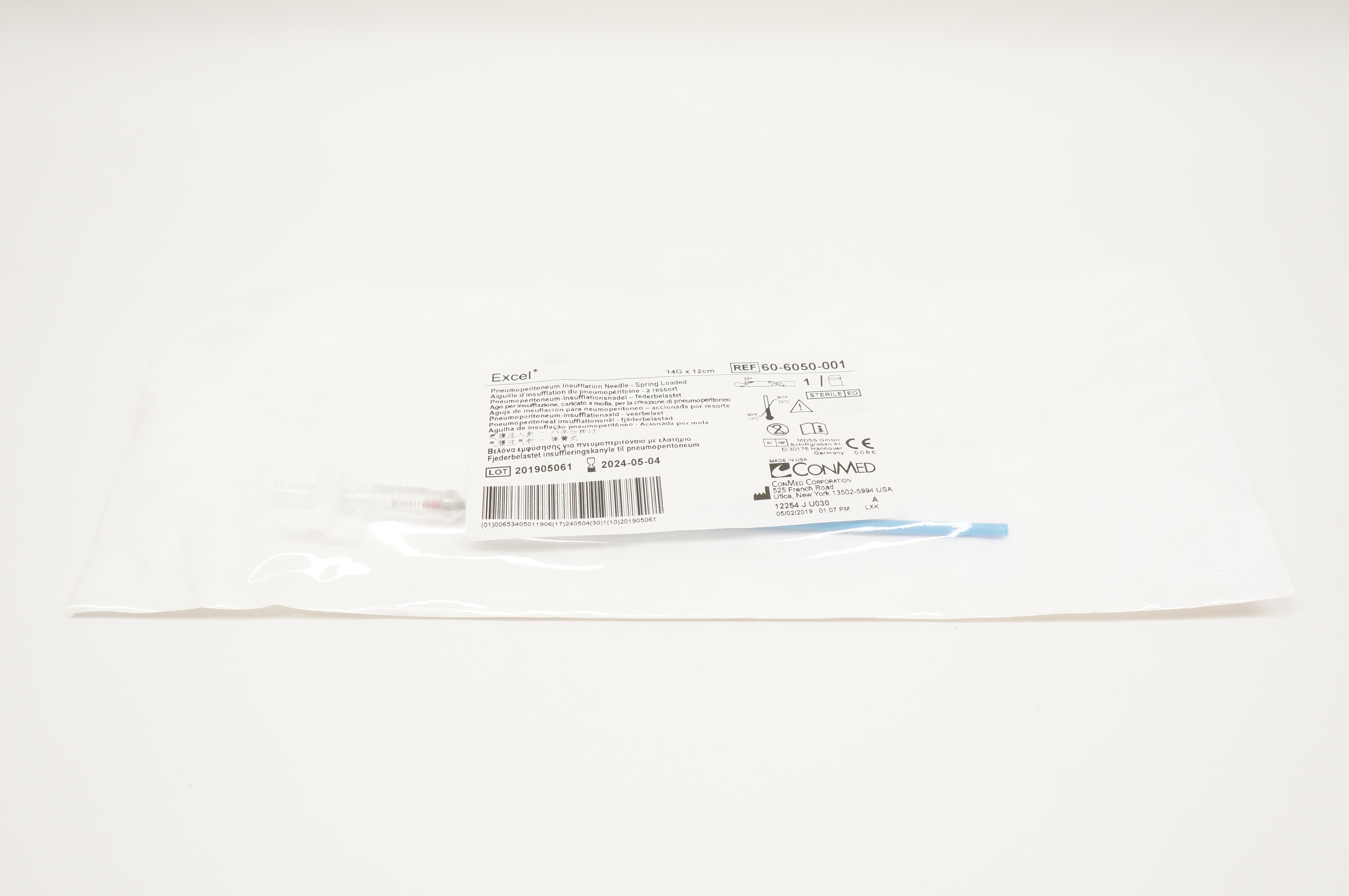 ConMed 60-6050-001 Excel Pnemoperitoneum Insuflation Ndle 14G x 12cm