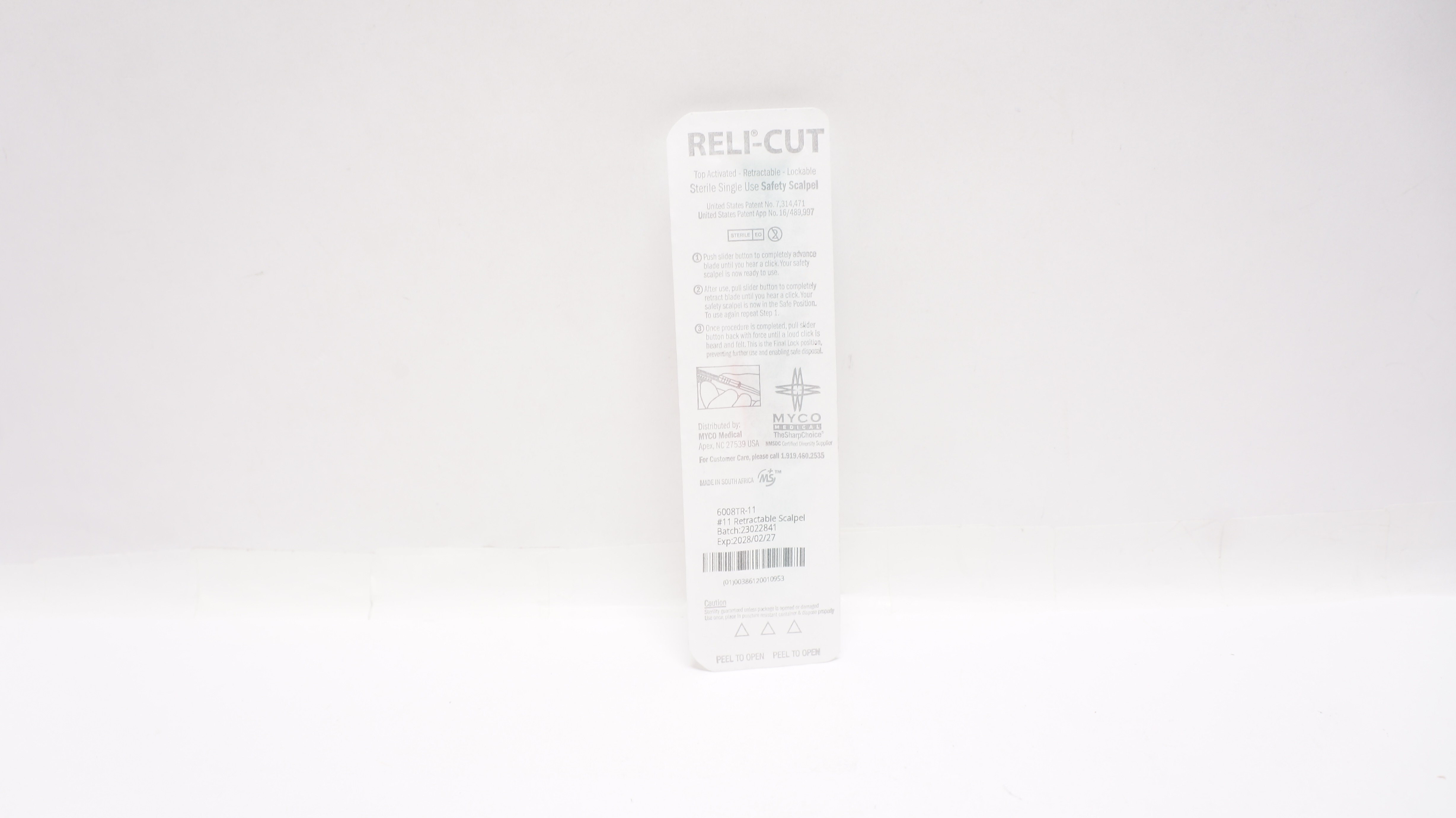 MYCO Medical 6008TR-11 Reli-Cut Retractable Safety Scalpel #11