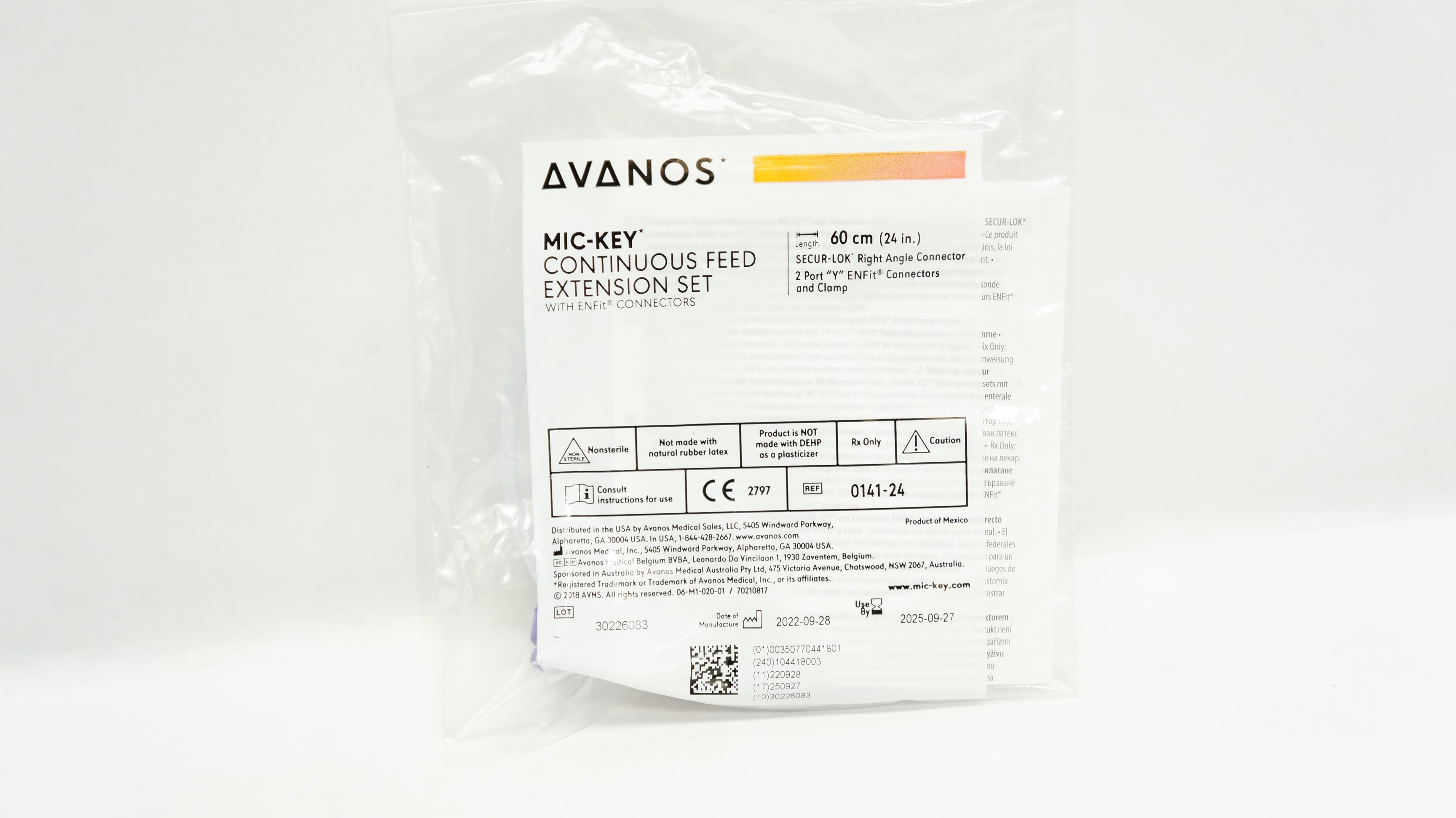 Avanos 0141-24 Mic-Key Continuous Feed Extension Set 24inch
