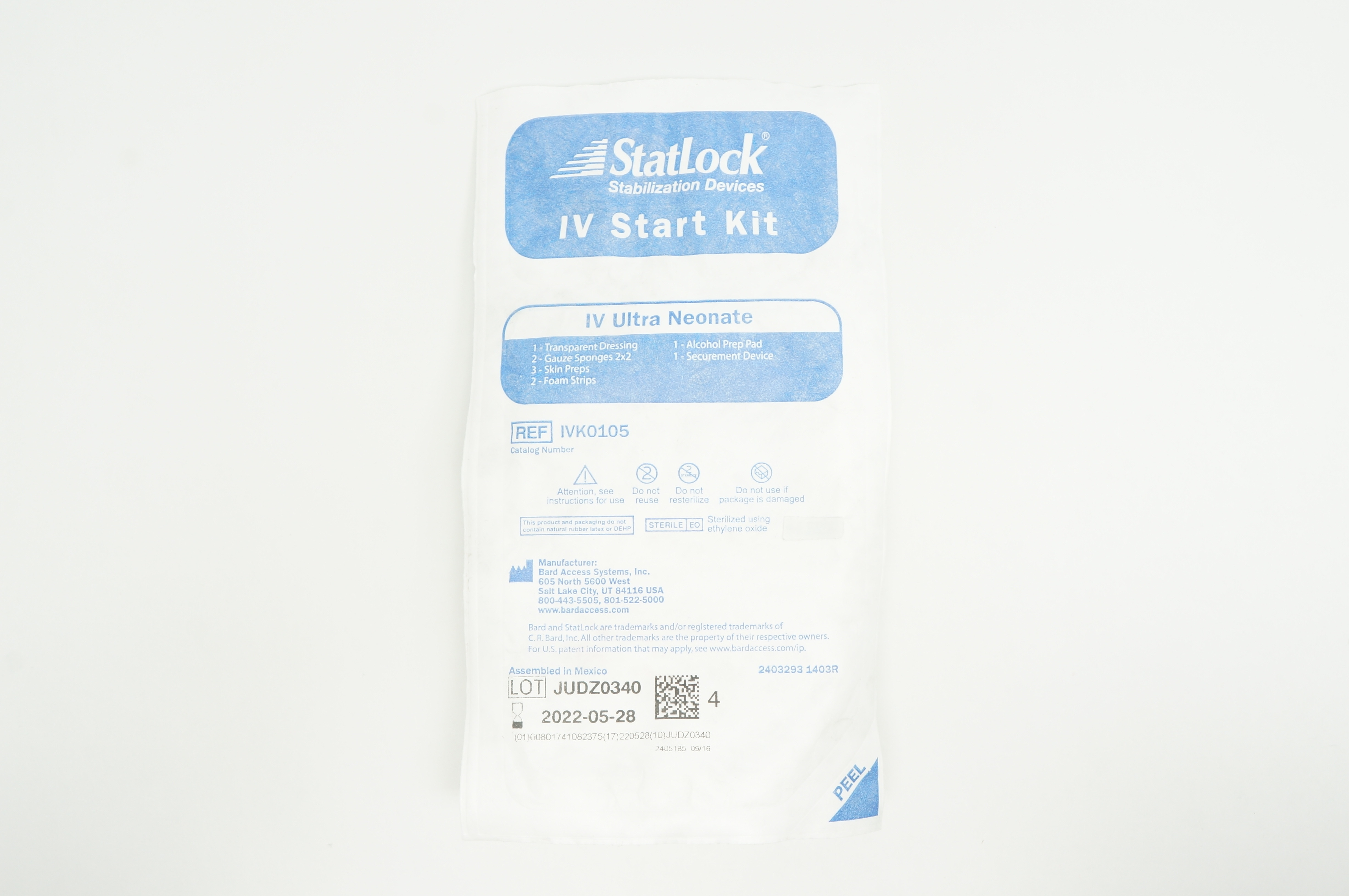 Bard IVK0105 STATLOCK IV Ultra Neonate Stabilization Device Kit