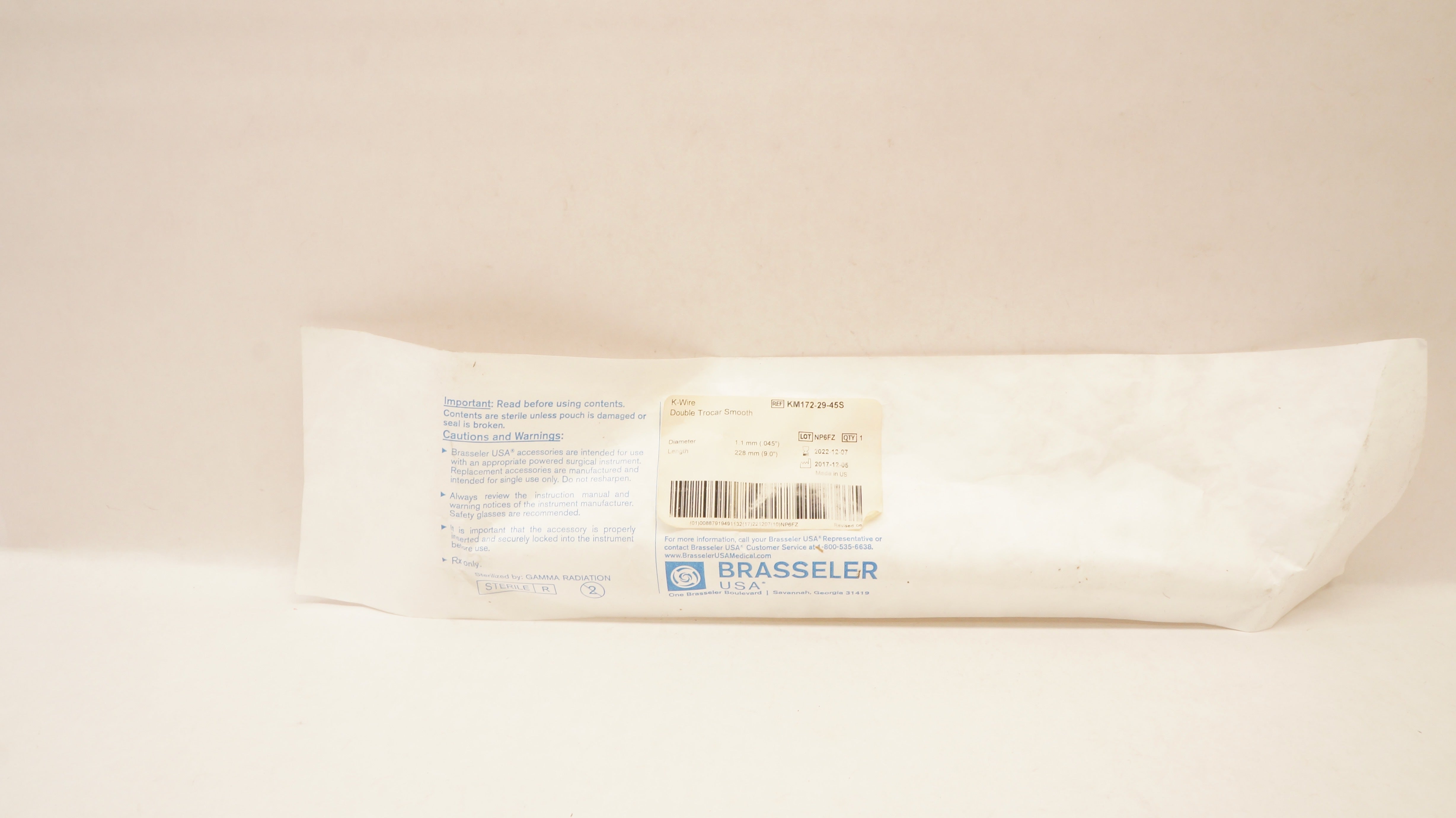 Brasseler USA KM172-29-45S K-Wire Duble Trocar Smooth .045inch x 9.0inch (x)