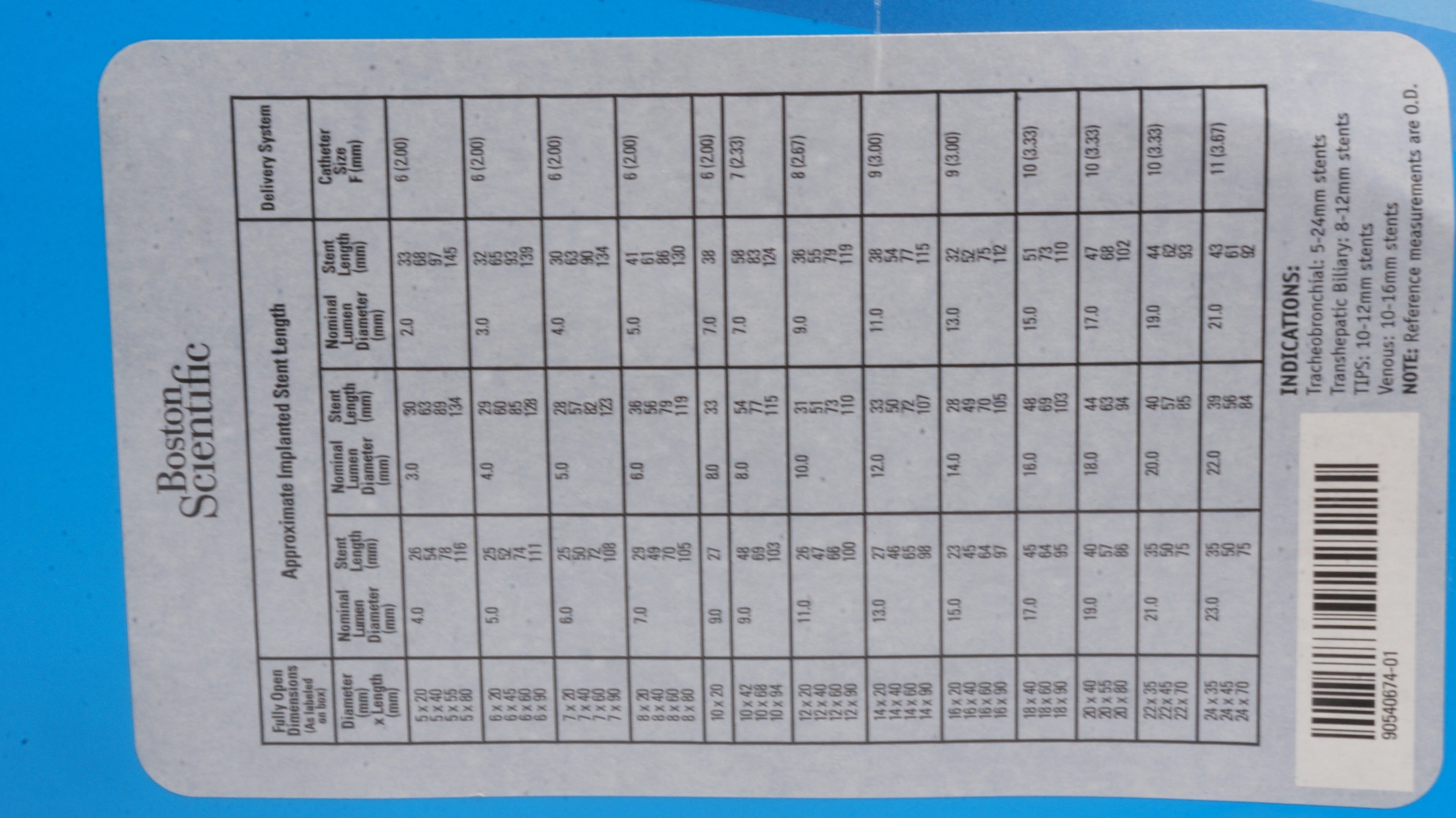 Boston Scientific 40512 Wallstent Self-Expanding Stnt 24mm x 70mm