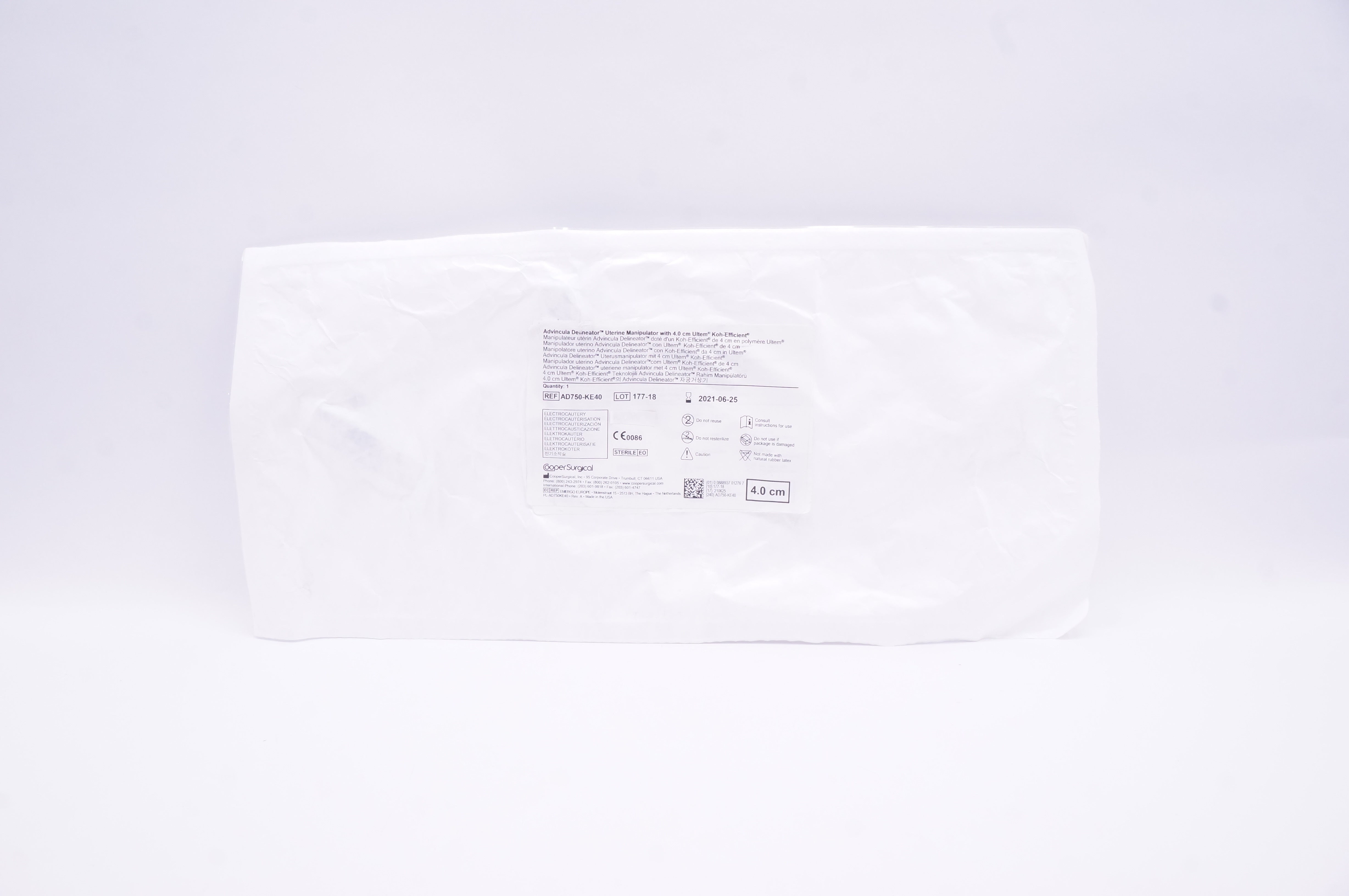 Cooper Surgical AD750-KE40 Advincula Delineator Uterine Manipulator 4.0 cm