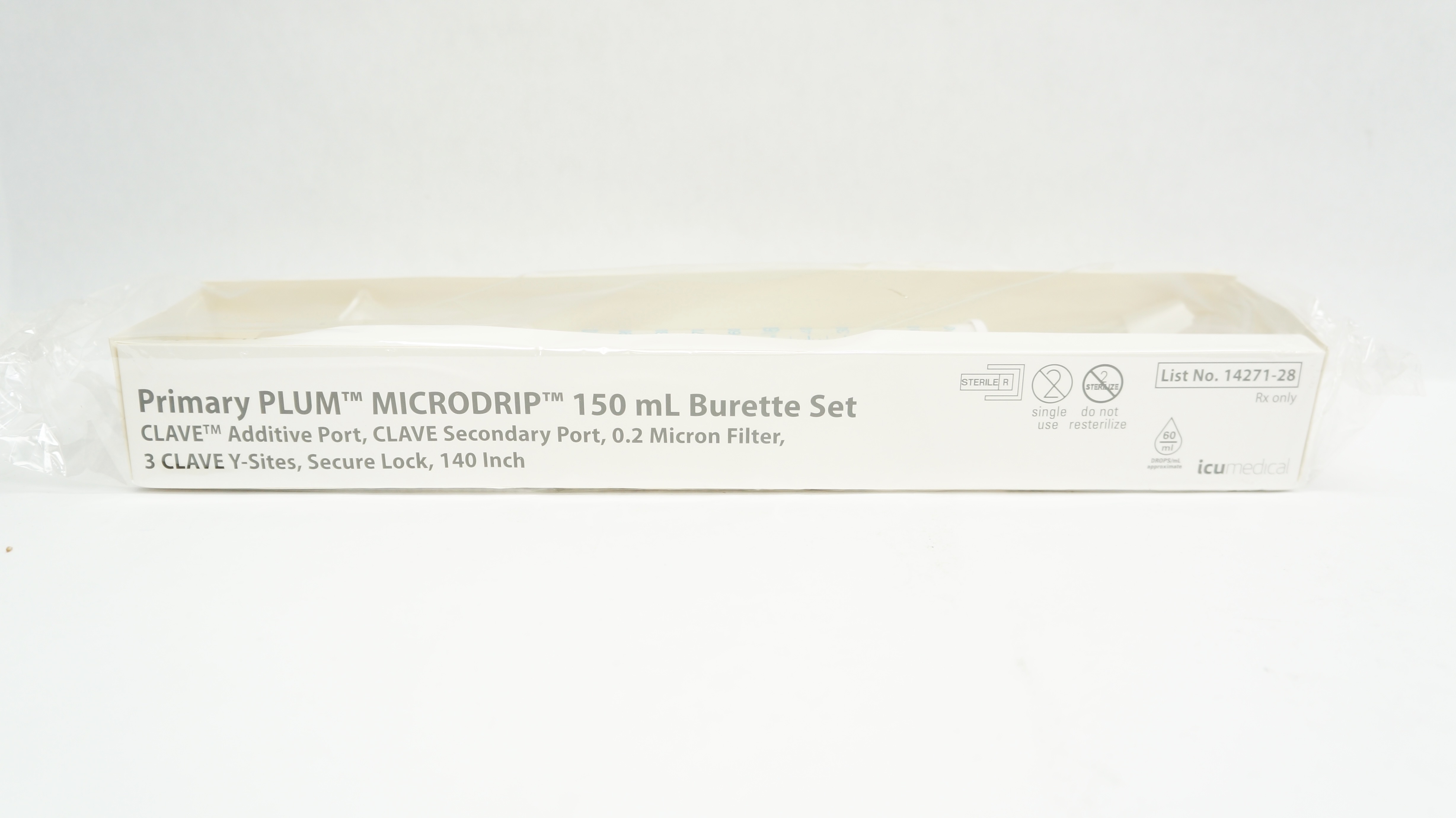 ICU Medical 14271-28 Primary Plum Microdrip 150mL Burette Set