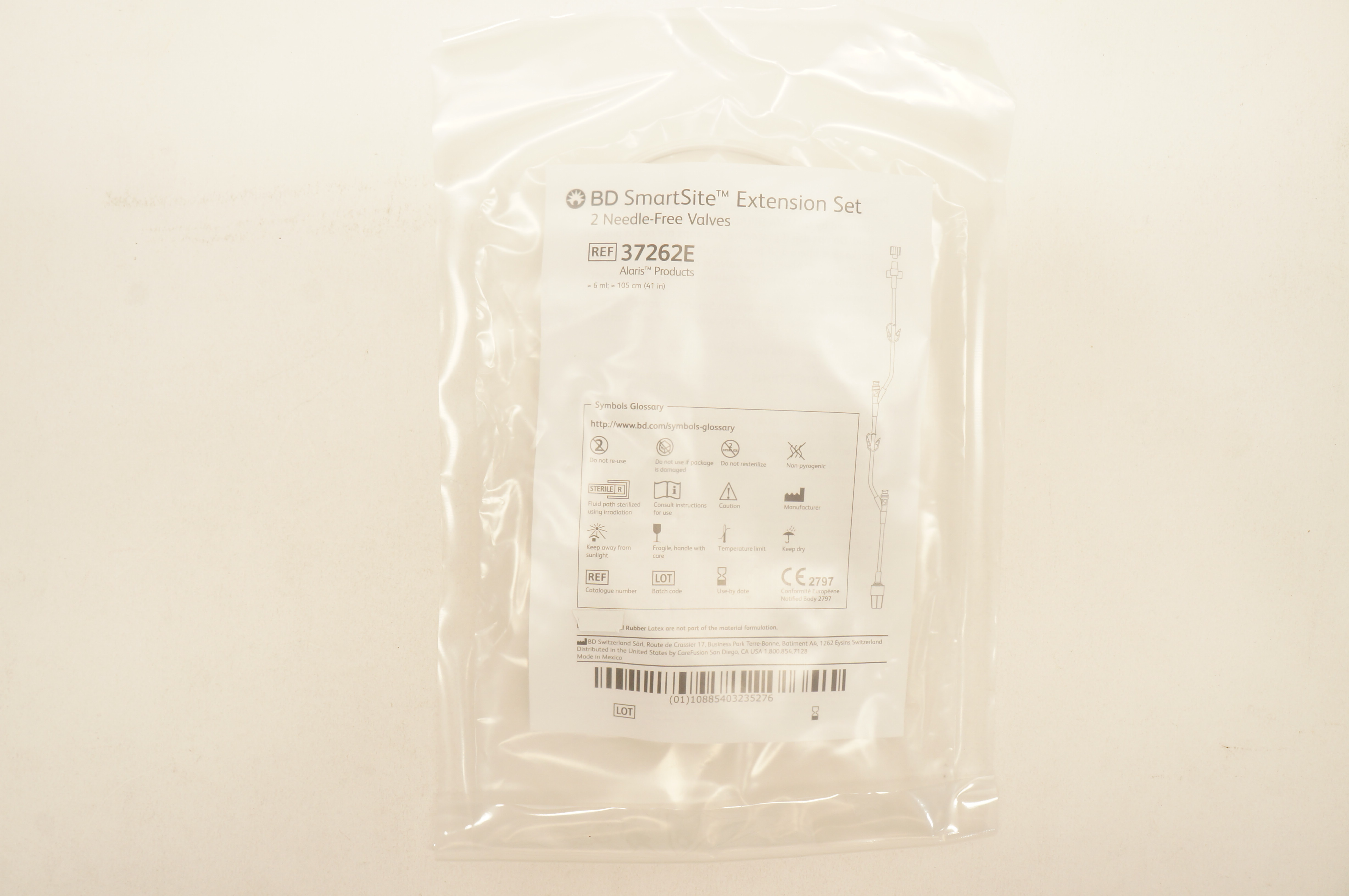 BD 37262E SmartSite Extension Set 2-Ndle Free Valves 6ml 41 inch