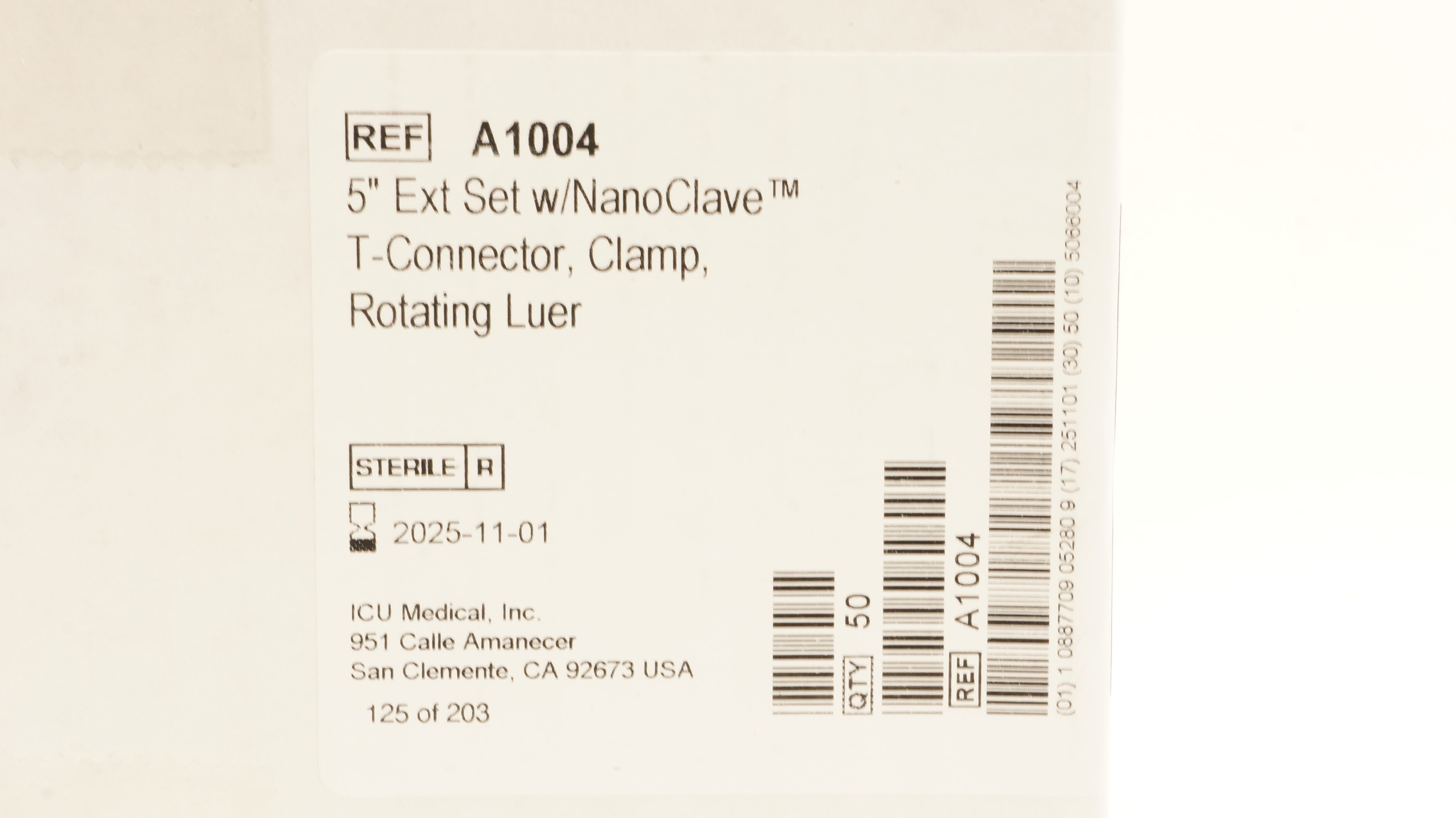 ICU Medical A1004 Extension Set 5 inch - Box of 50