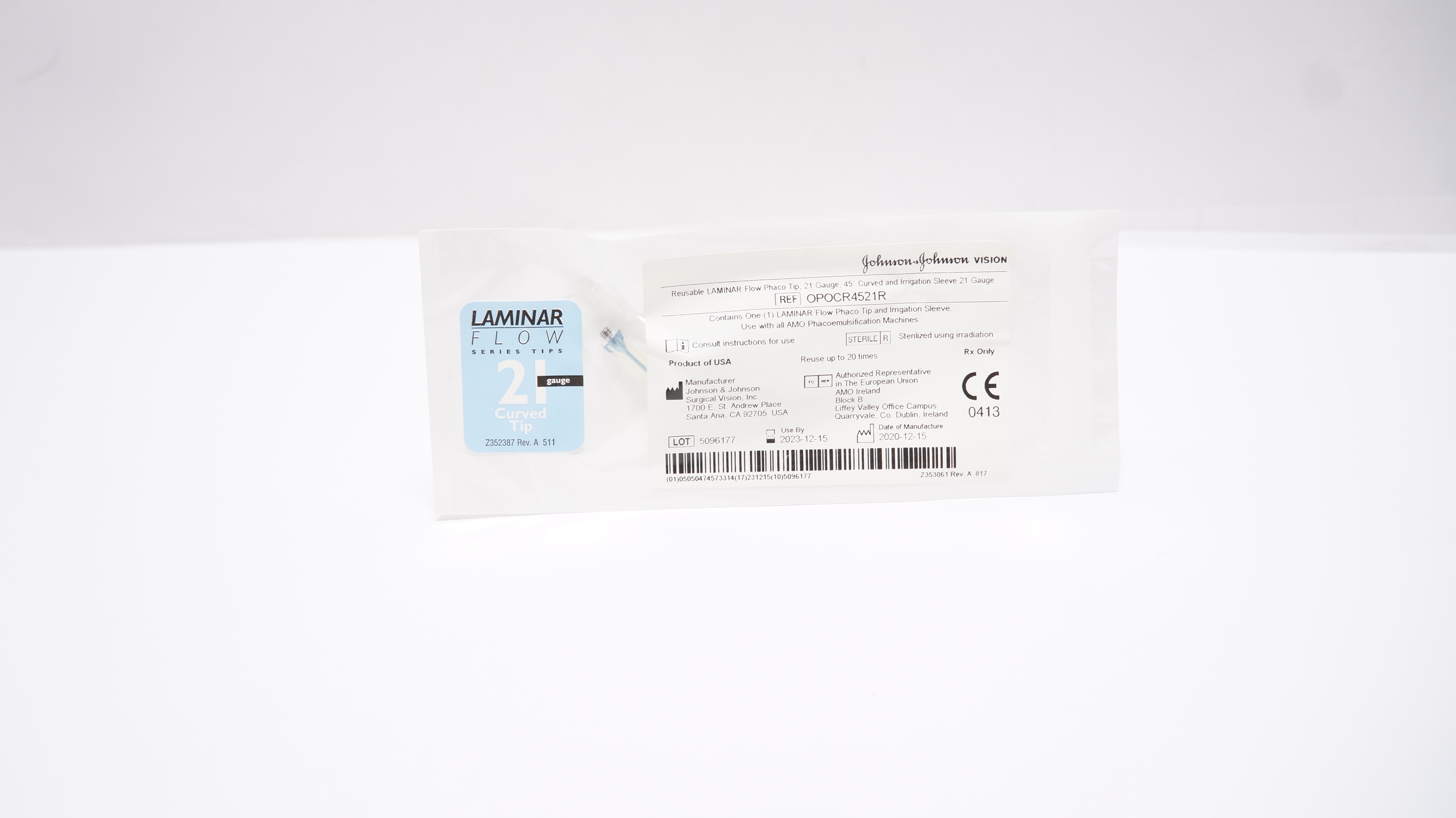 Johnson & Johnson OPOCR4521R Laminar Flow Series Tips Curved Tip 21Gauge