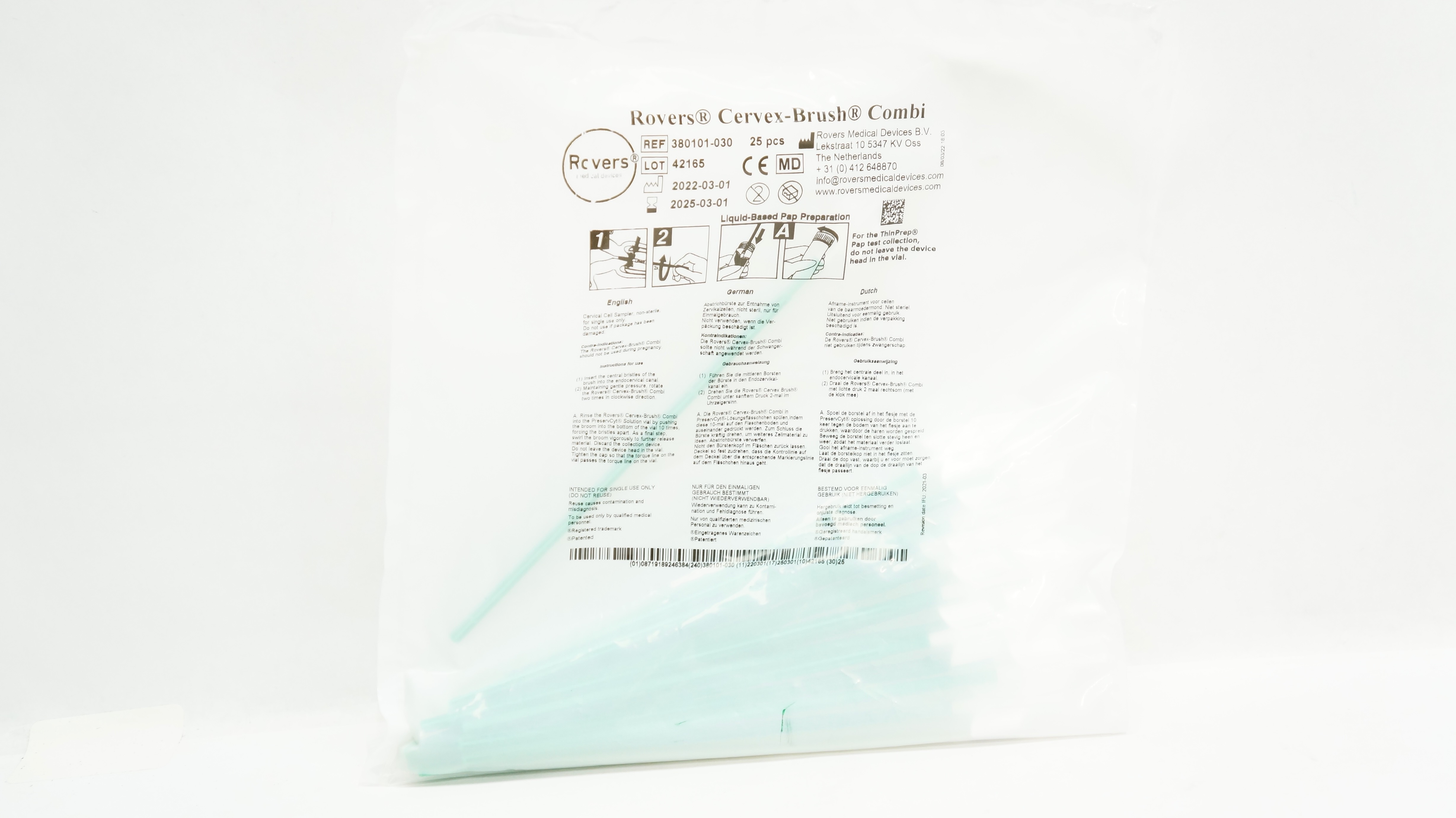 Rovers Medical 380101-030 Cerves-Brush Combi Cervical Cell Sampler - Pack of 25