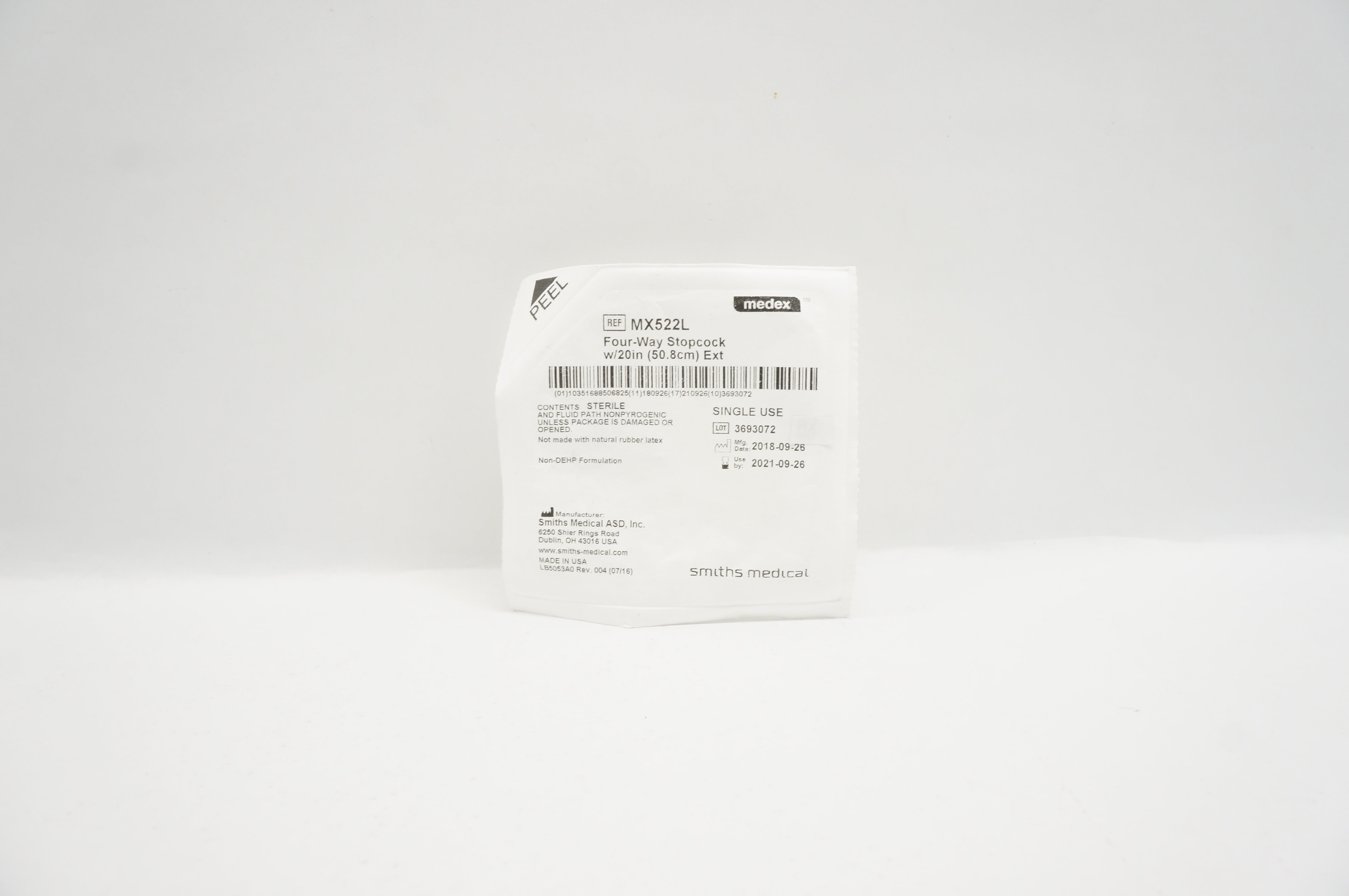 Smiths Medical MX522L Medex Four-Way Stopcock w/20inch Ext (x)
