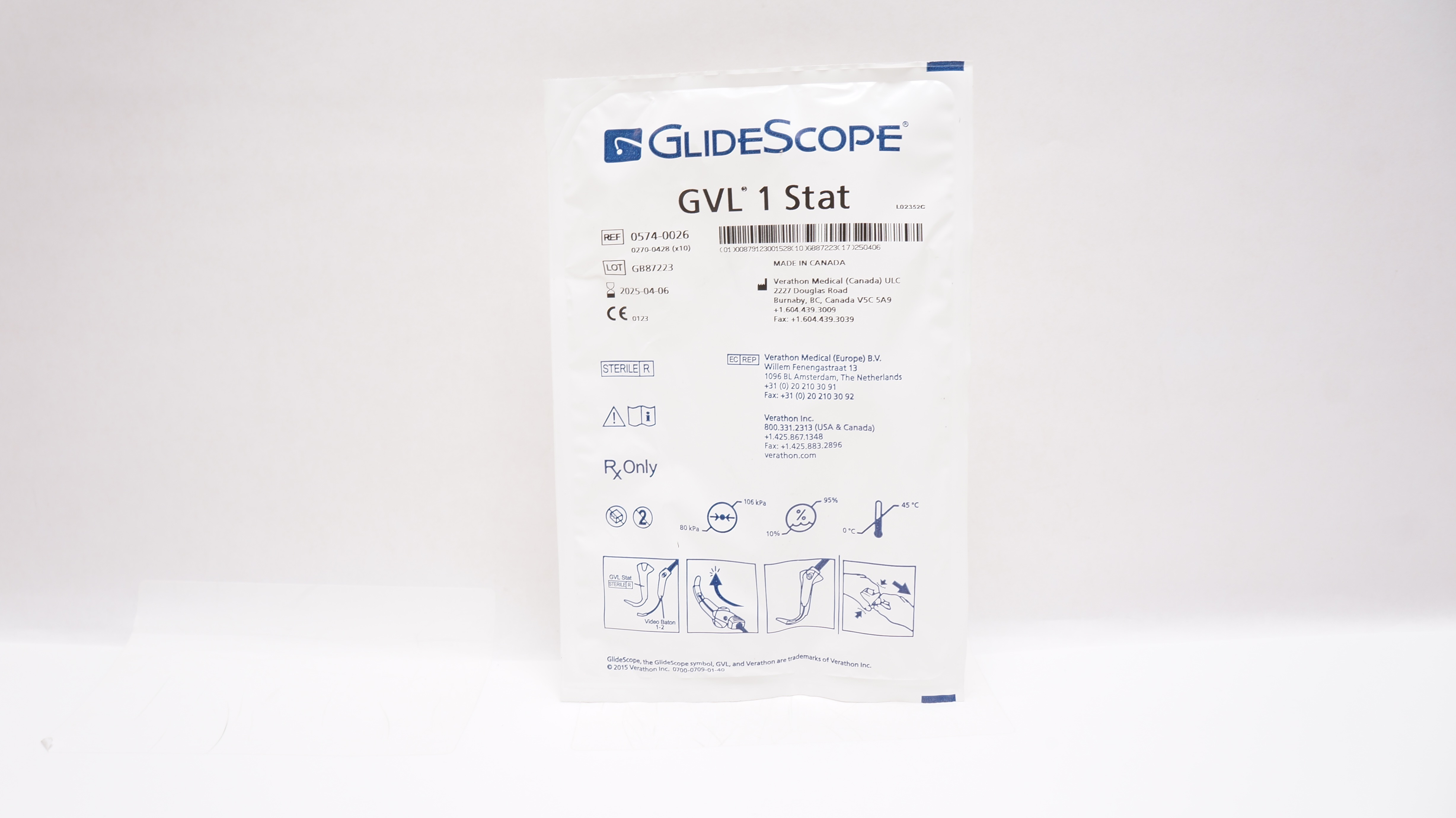 Verathon Medical 0574-0026 GlideScope GVL 1 Stat