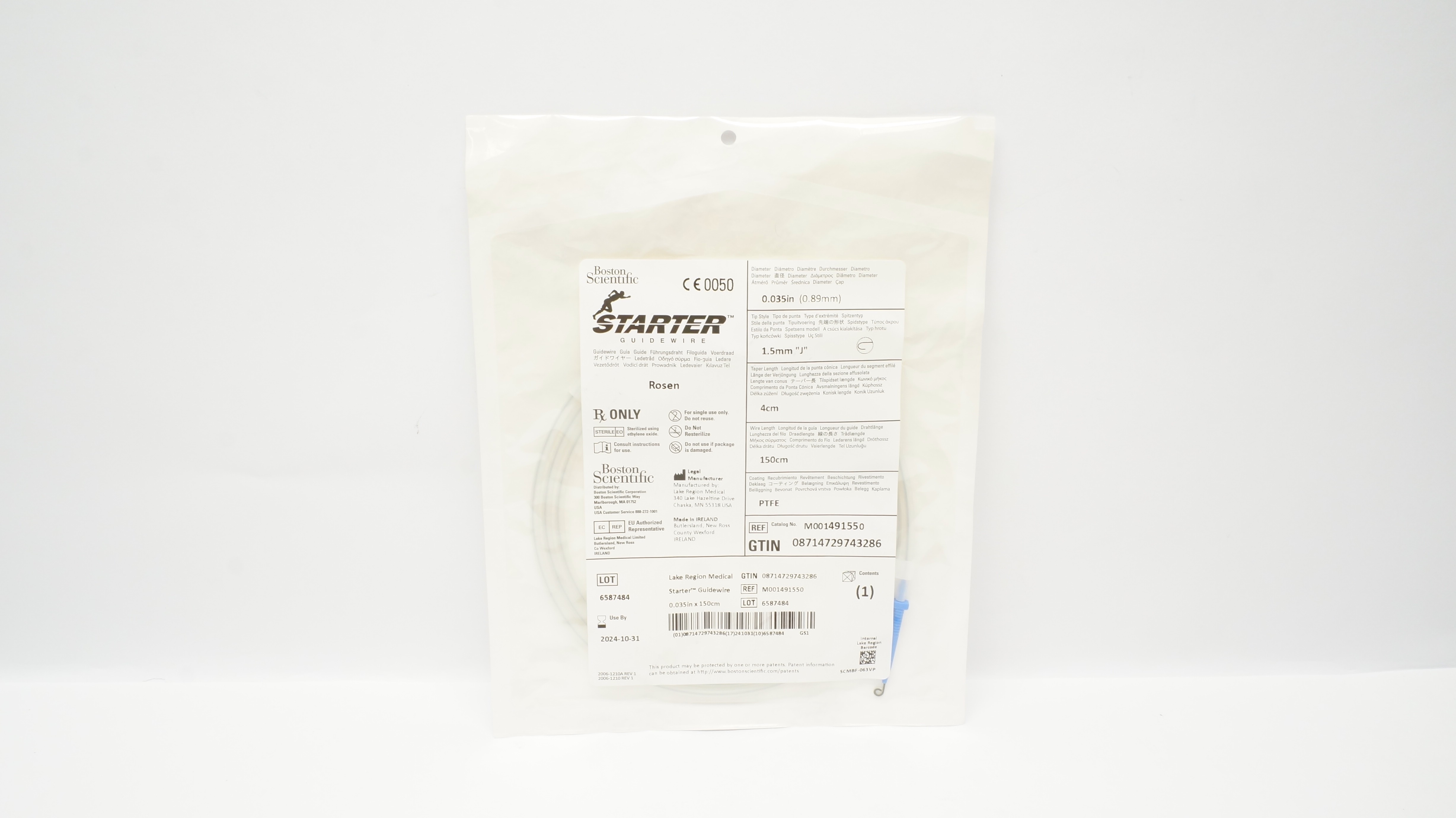 Boston Scientific M001491550 Starter Guidewire 0.035inch x 150cm (x)
