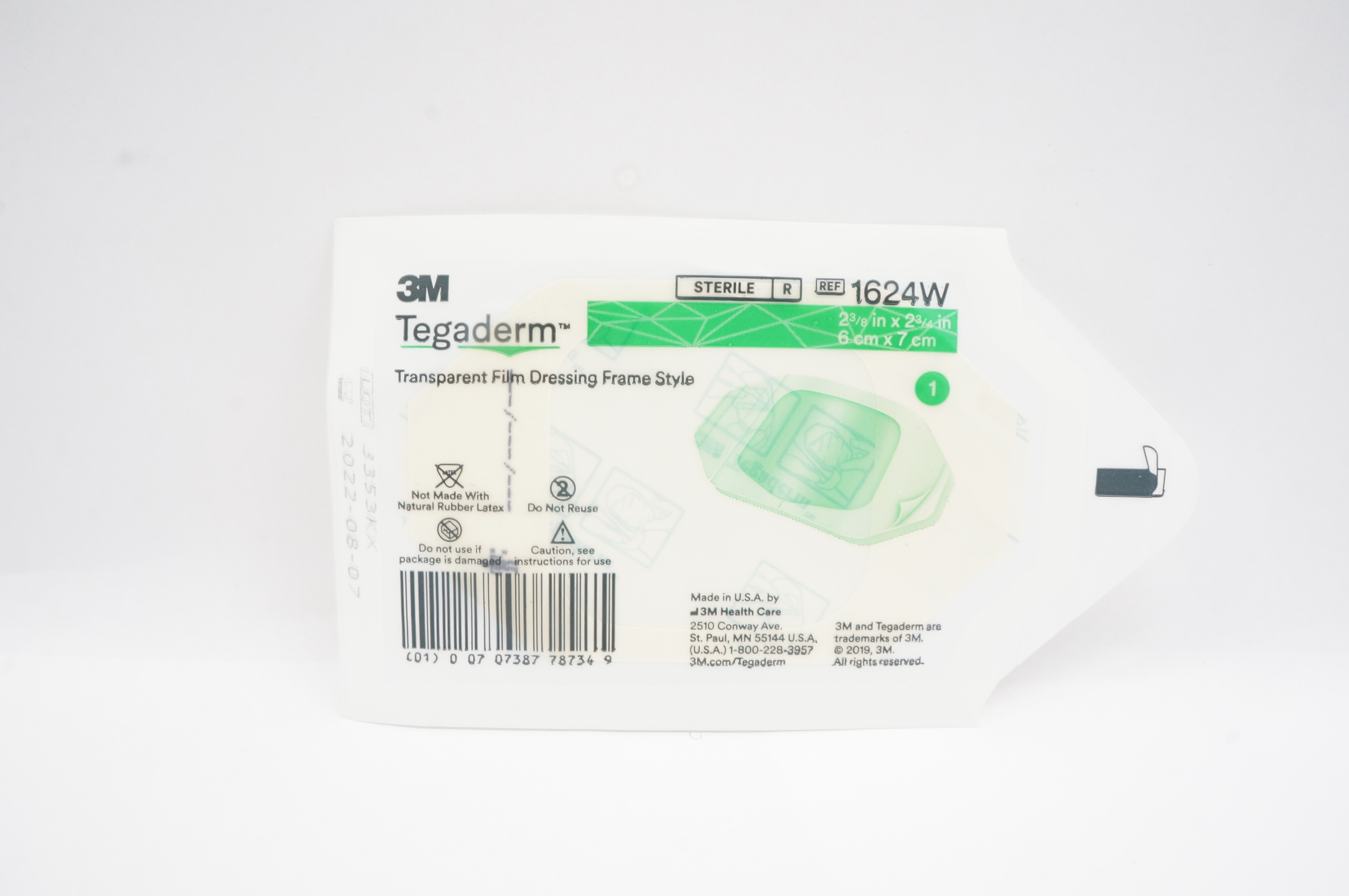 3M 1624W Tegaderm Transparent Film Dressing Frame Style 2-3/8 x 2-3/4 inch