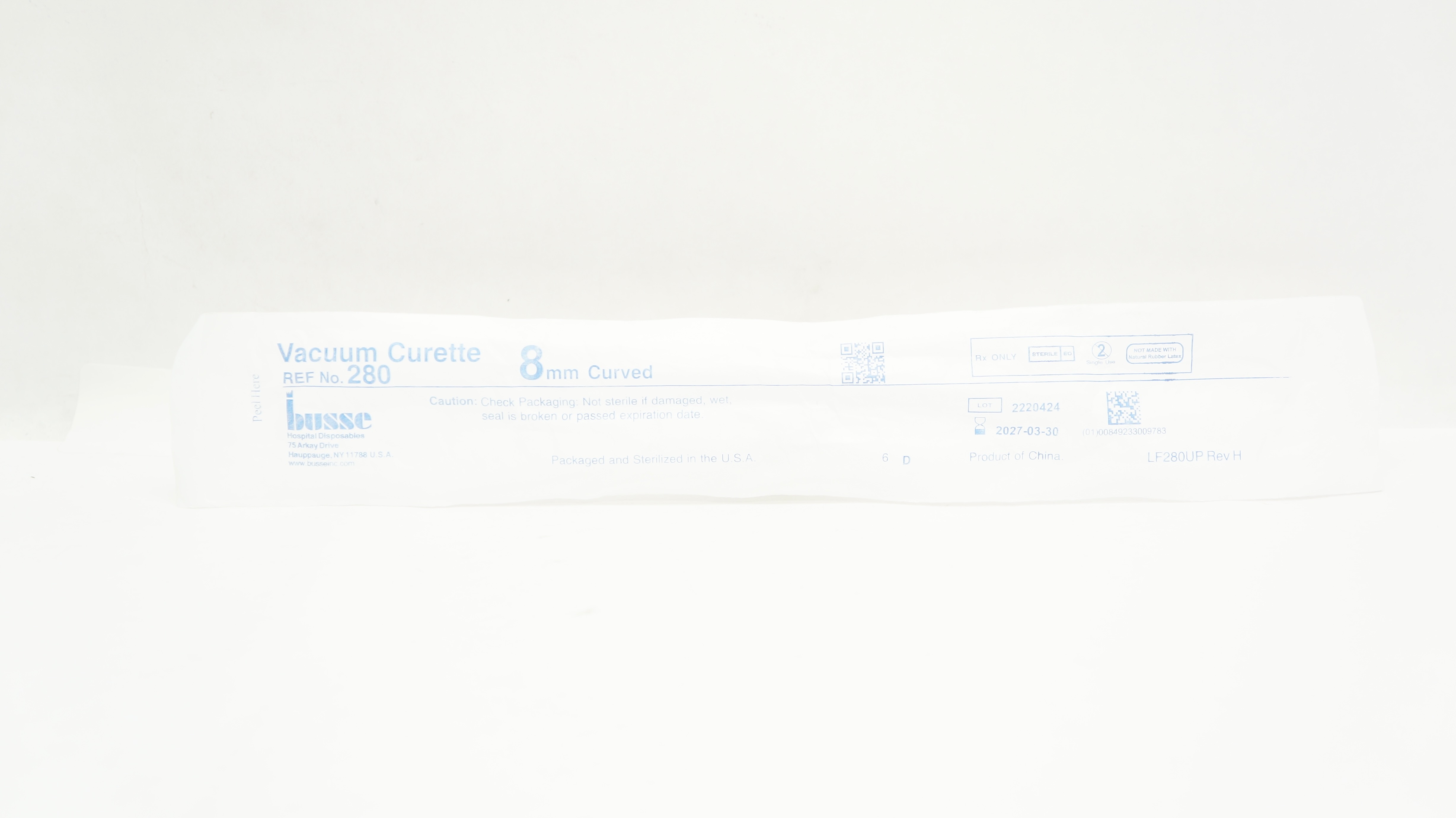 Busse 280 Vacuum Curette Curved 8mm
