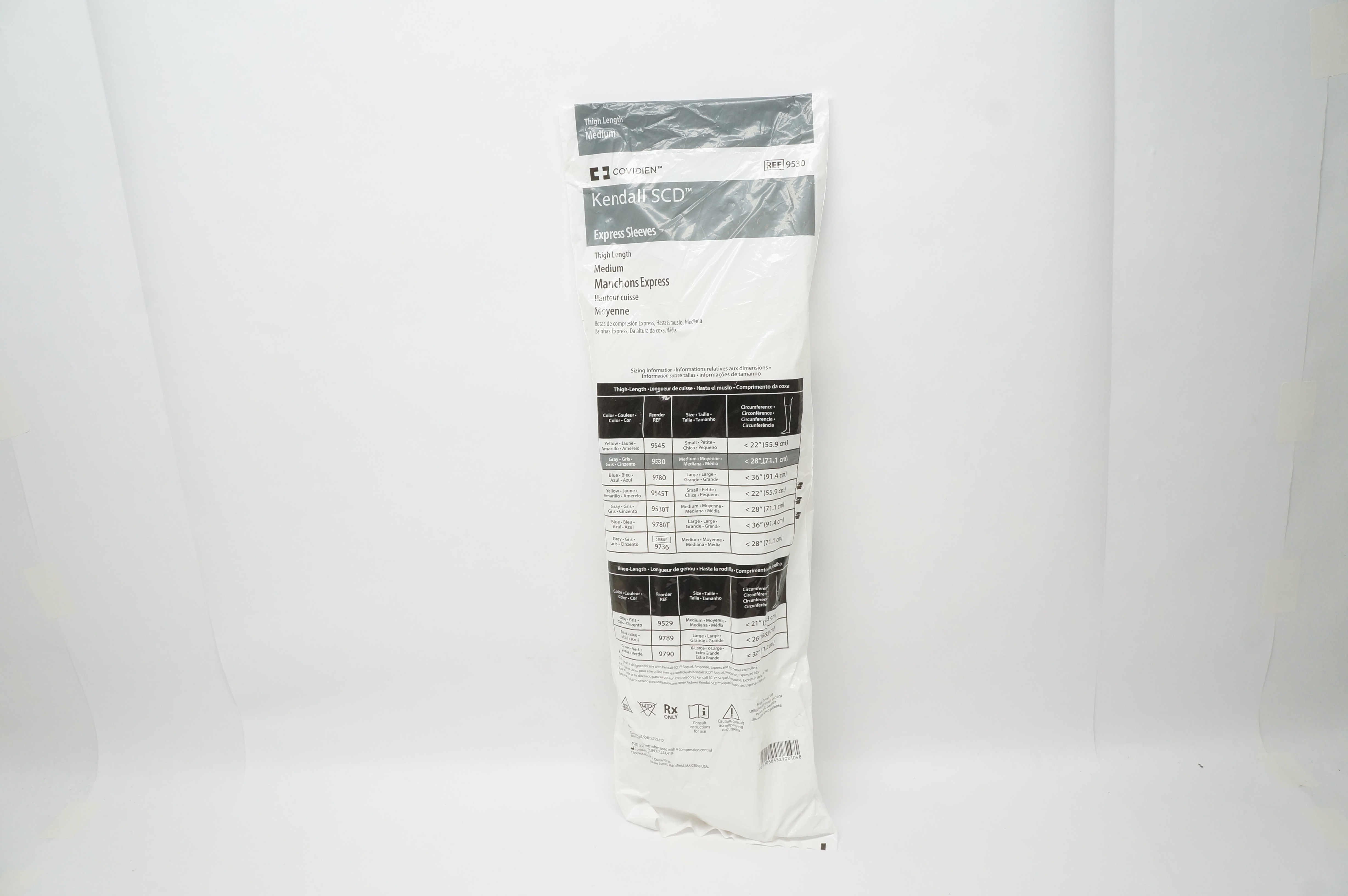 Covidien 9530 Kendall SCD Express Sleeves Thigh Length Medium Gray < 28inch