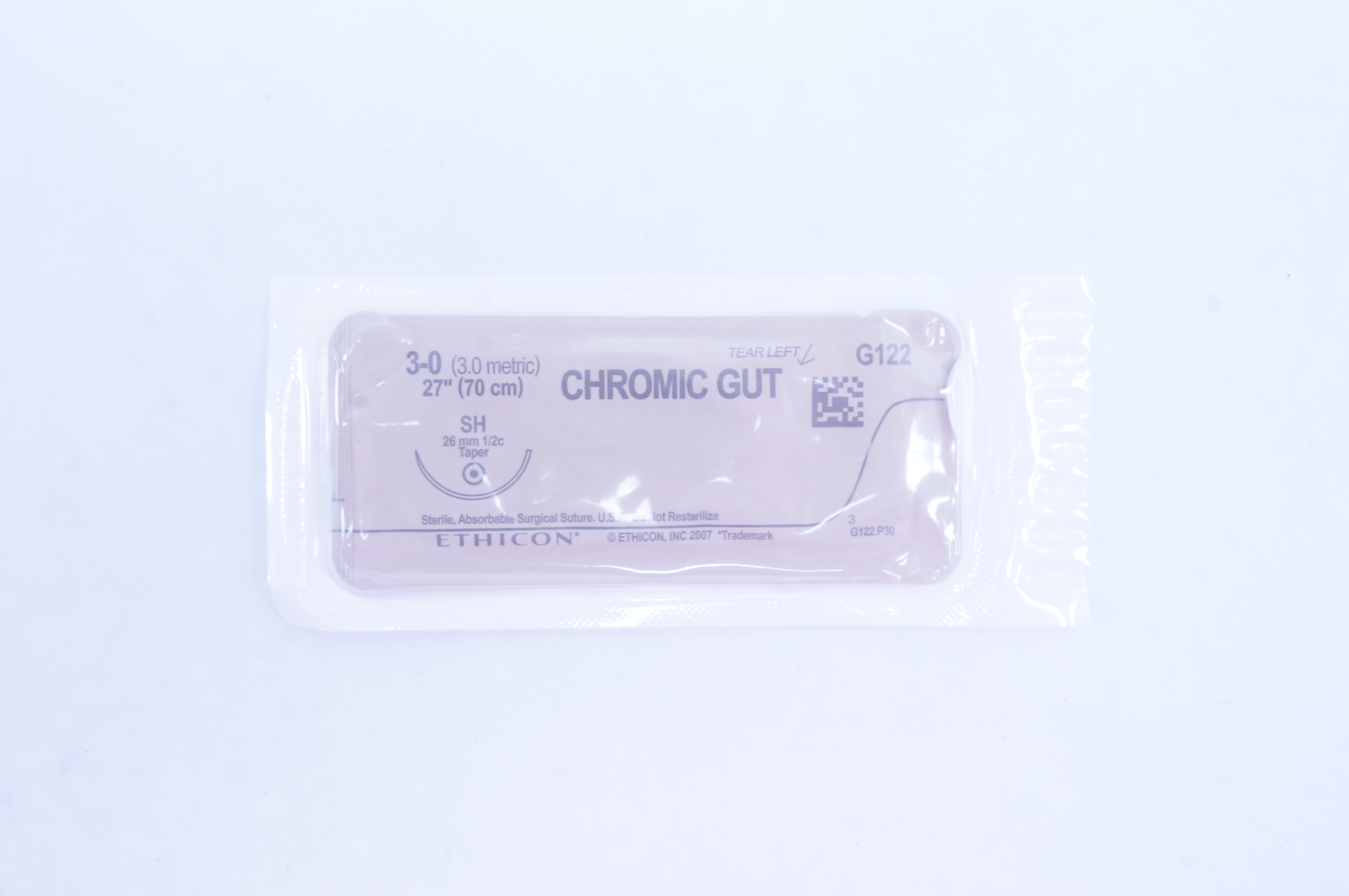 Ethicon G122 3-0 Chromic Gut SH 26mm 1/2c Taper, 27inch (x)