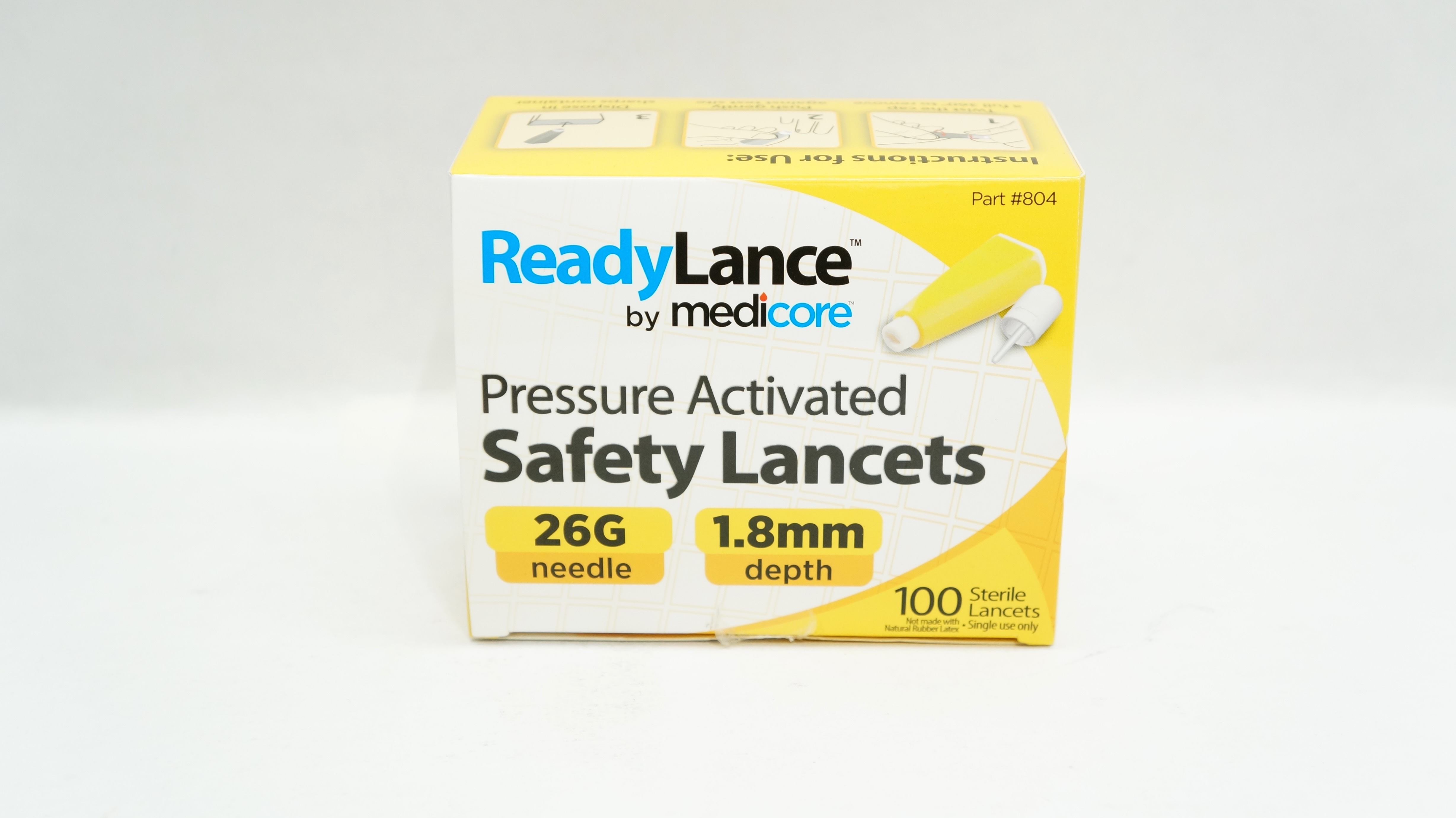 Medicore Shells Medicore 804 ReadyLance Pressure Activated Safety Lancets 26G x 1.8mm ...