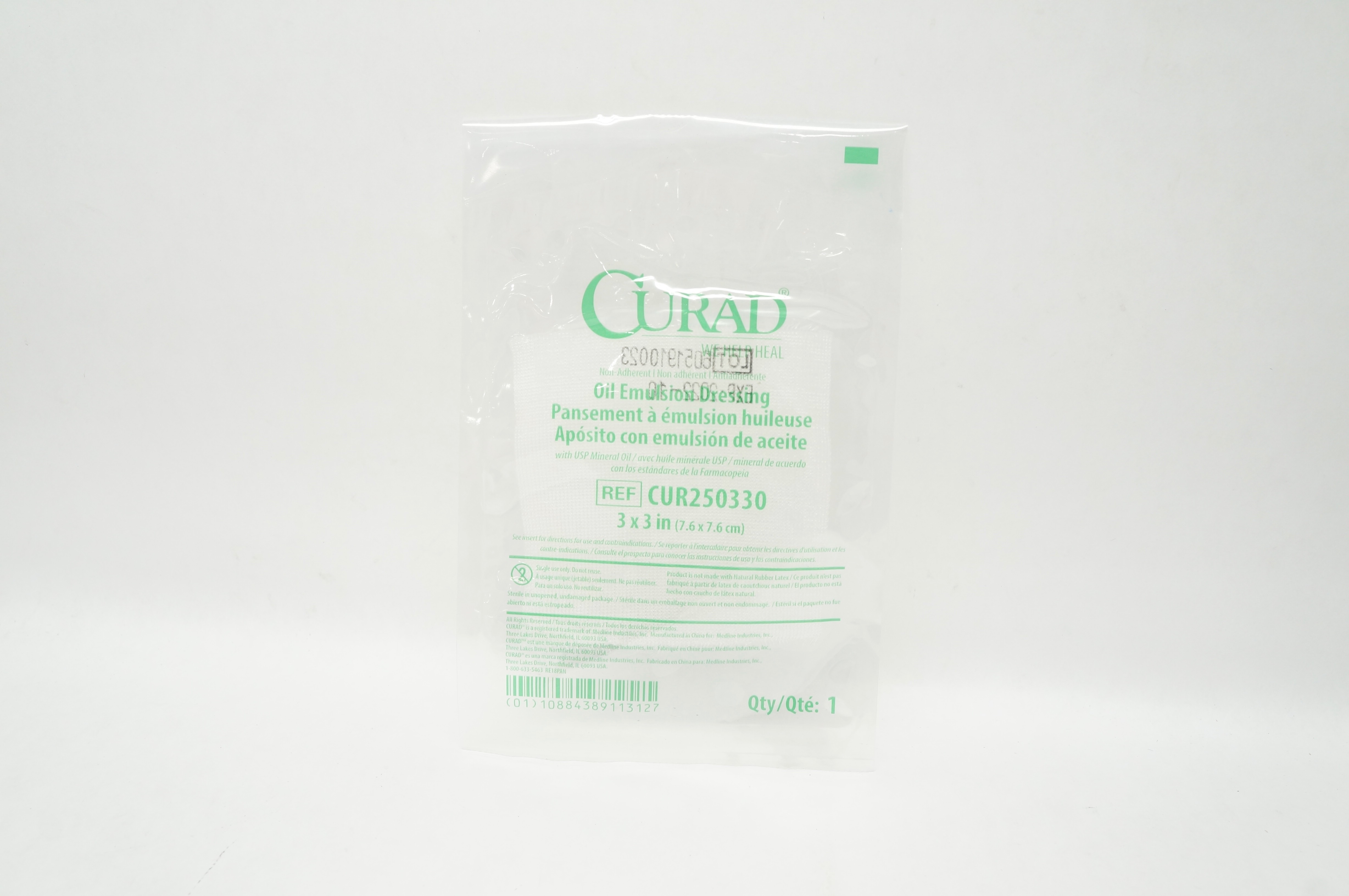 Medline CUR250330 Curad Non-Adherent Oil Emulsion Dressing 3inch x 3inch (x)