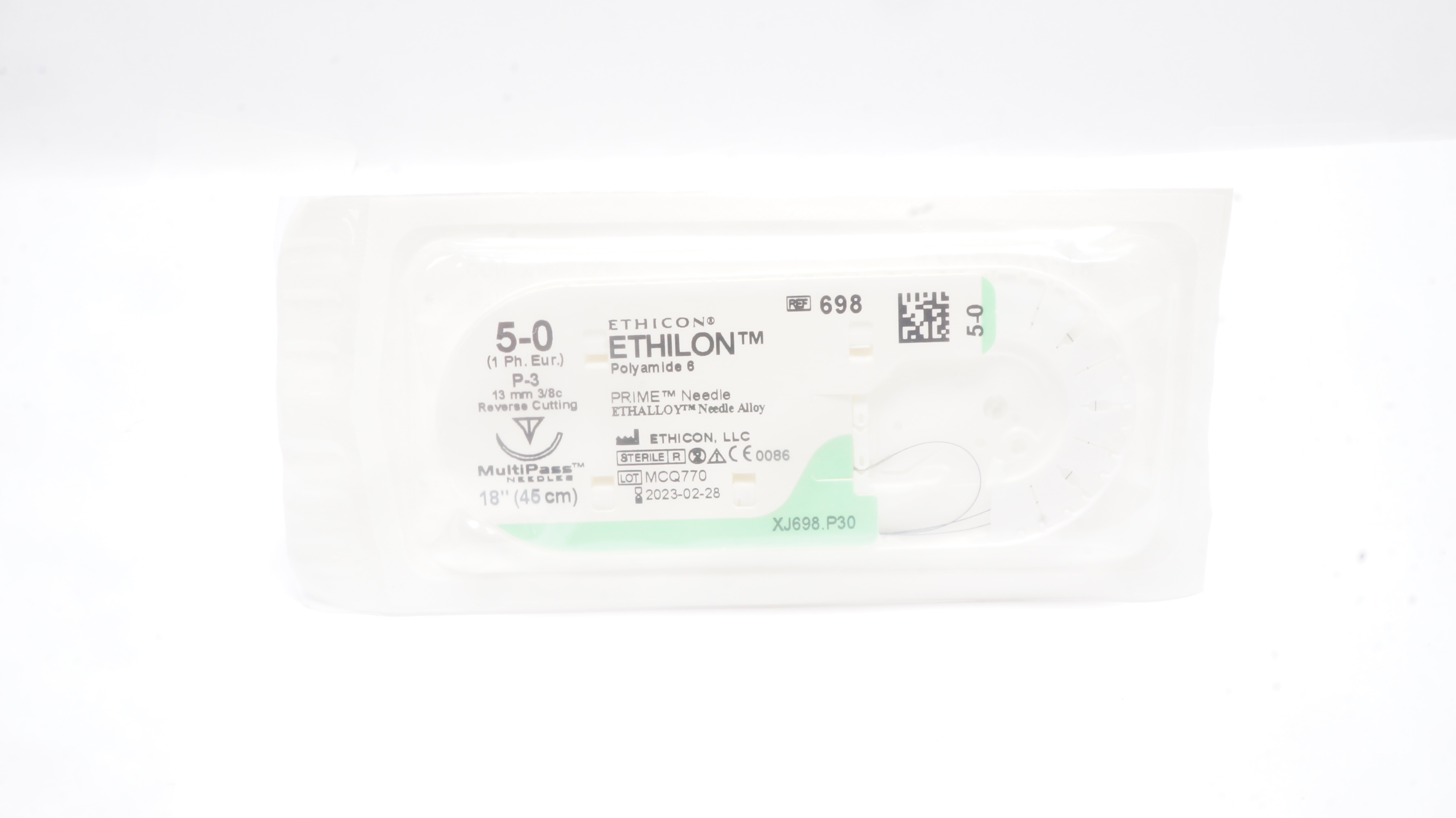 Ethicon 698 5-0 Ethilon P-3 13mm 3/8c Reverse Cutting 18inch (x)