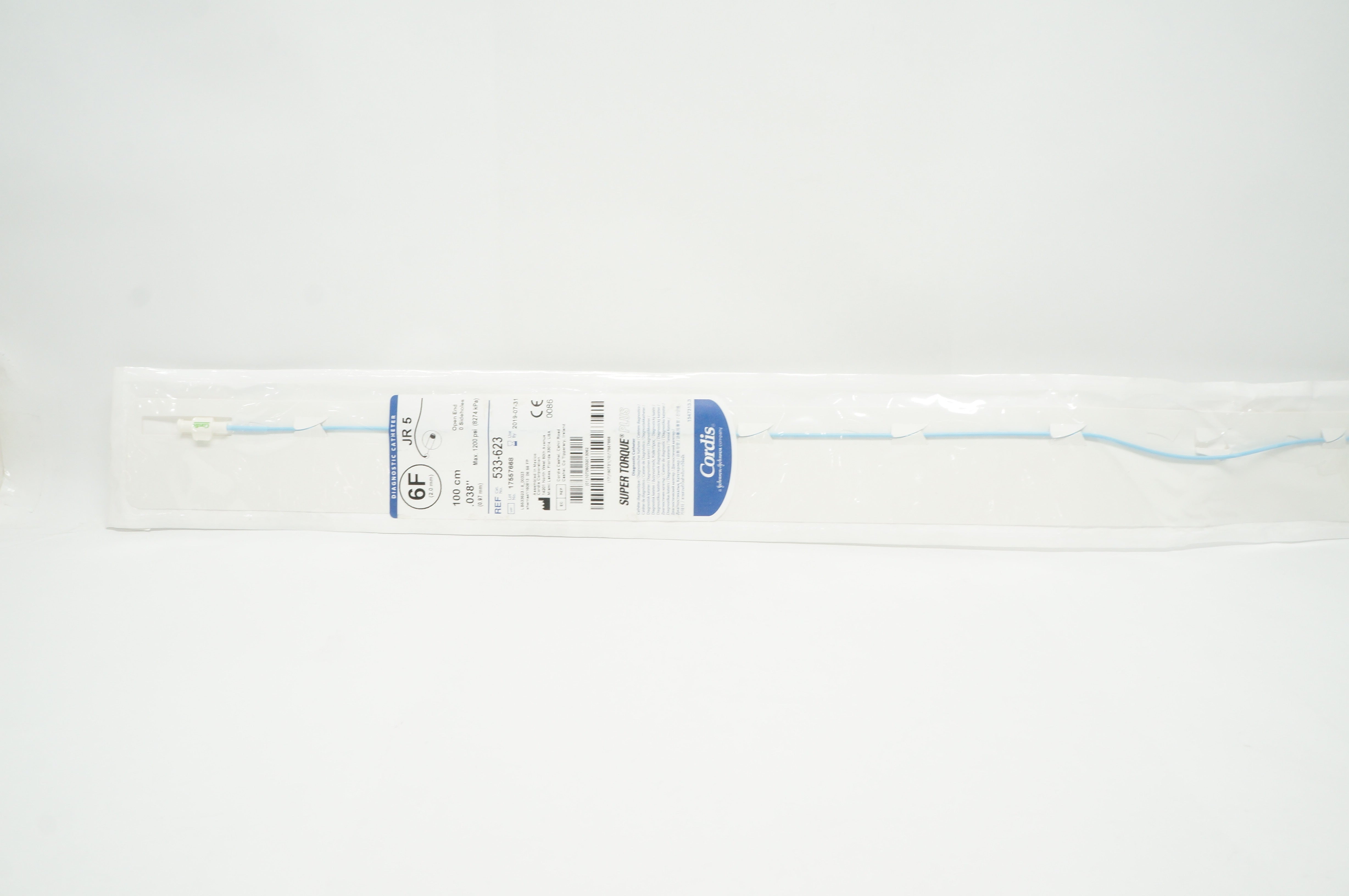 Cordis 533-623 Super Torque Plus  JR 5 Diagnostic Cath. 6F x 100cm x .038inch (x)