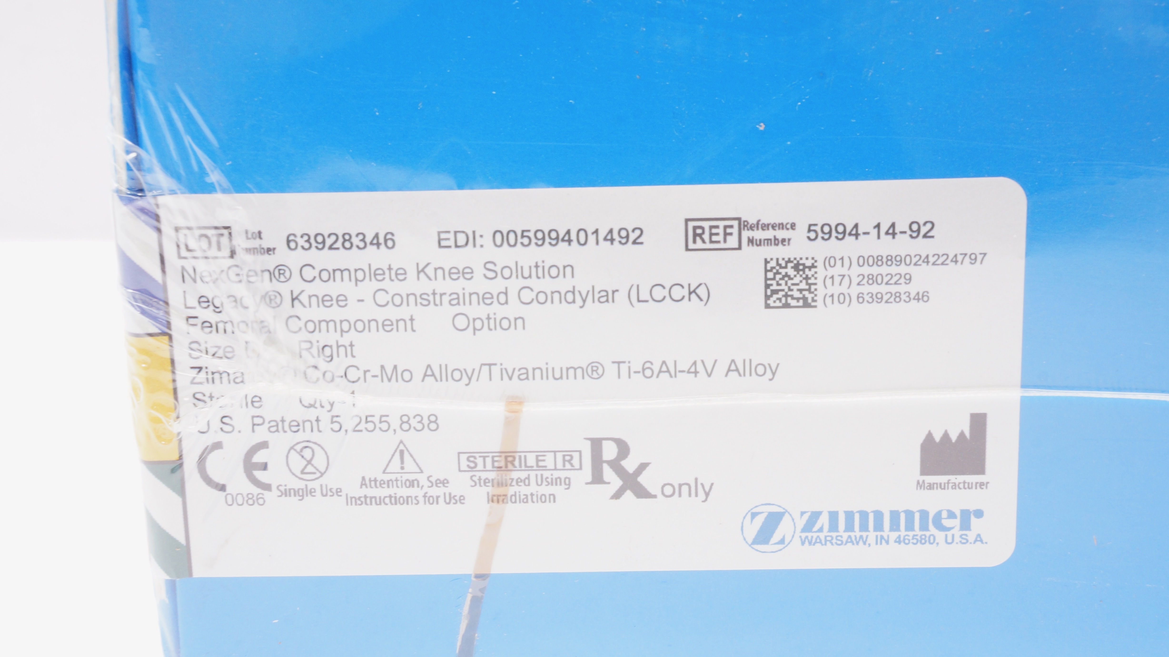 Zimmer 5994-14-92 NexGen Legacy Femoral Component, Option
