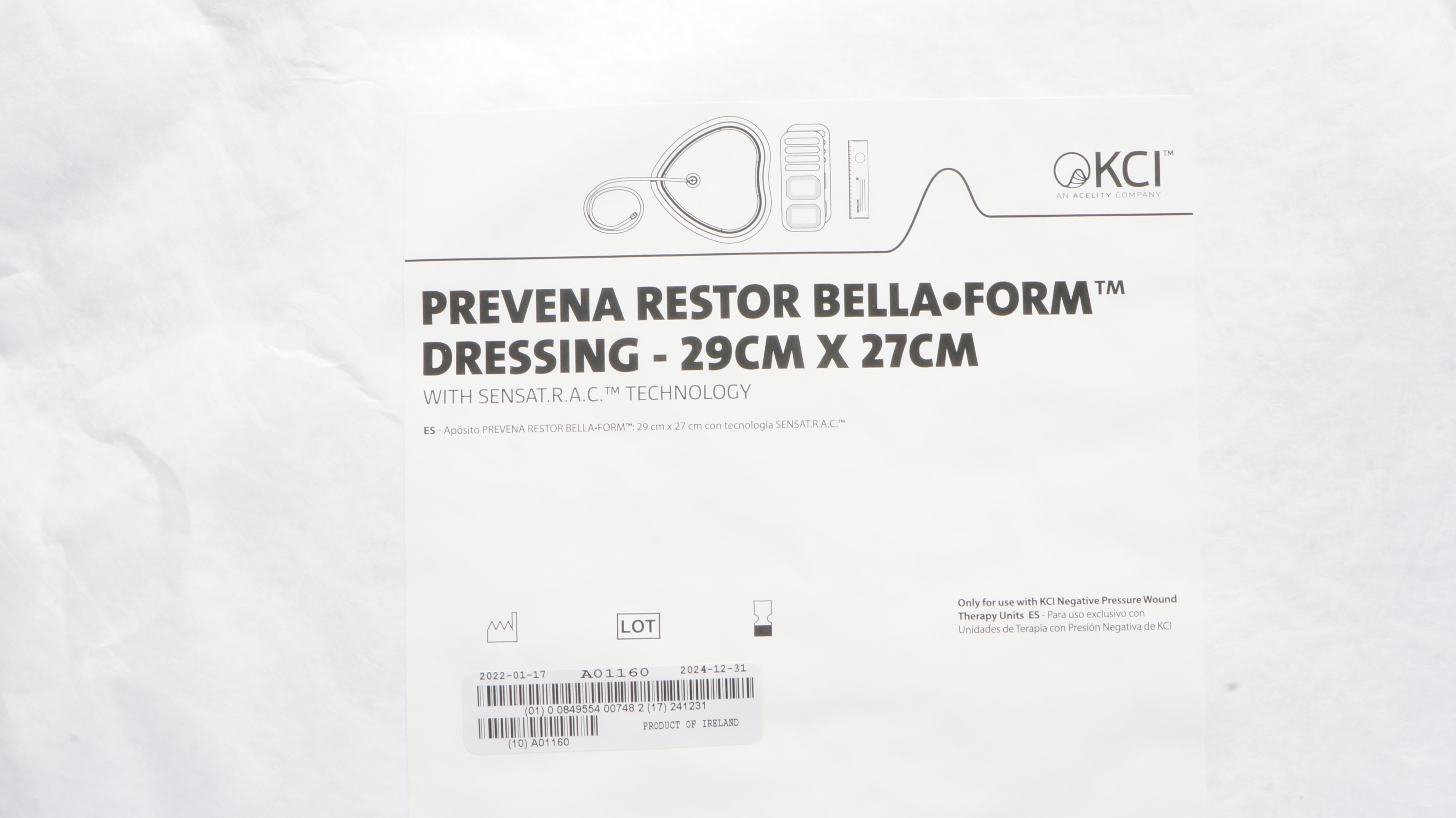 KCI Acelity Prevena Restor Bella Form Dressing 29cm x 27cm