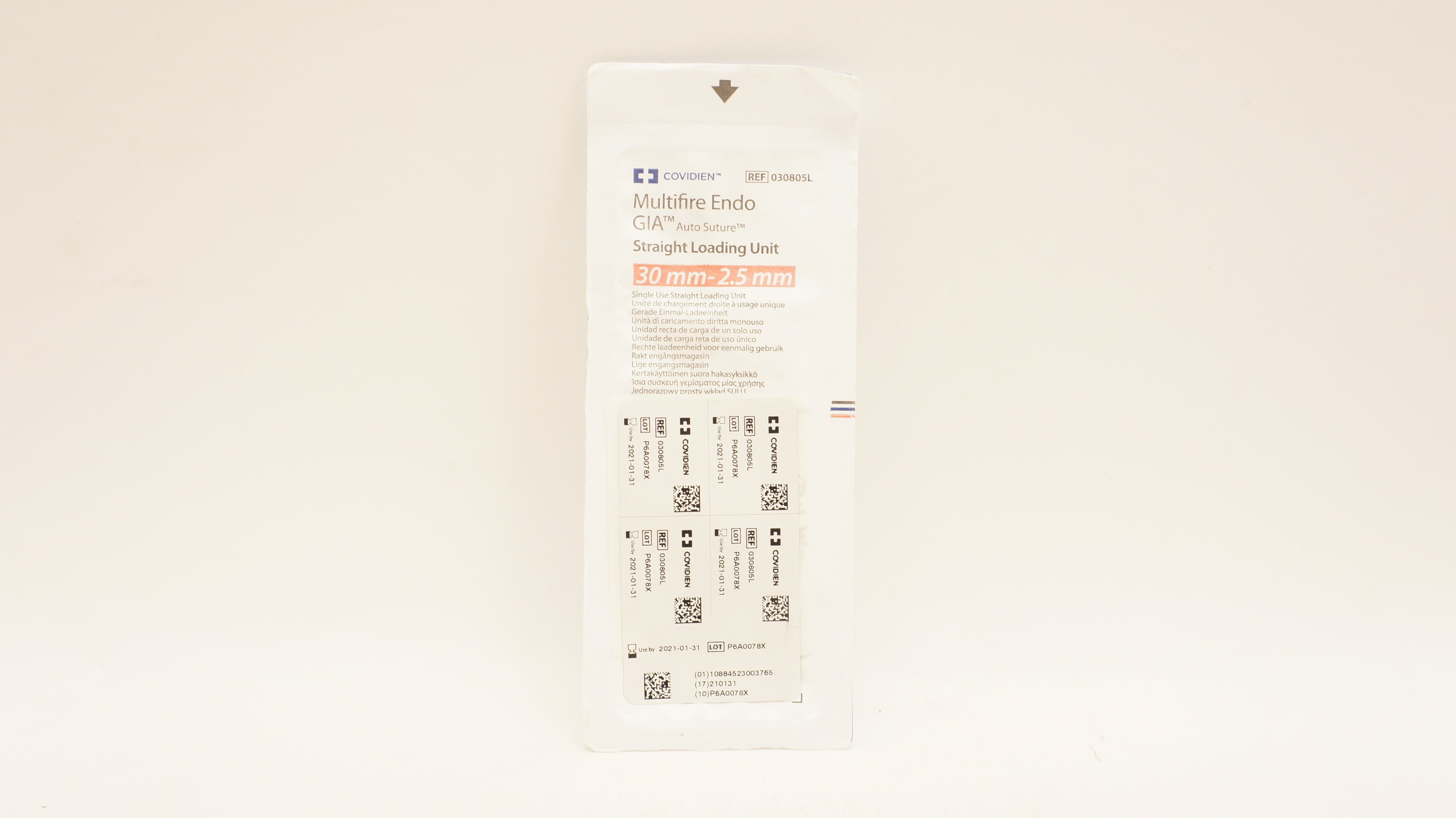 Covidien 030805L Multifire Endo GIA Straight Loading Unit 30mm - 2.5mm (x)