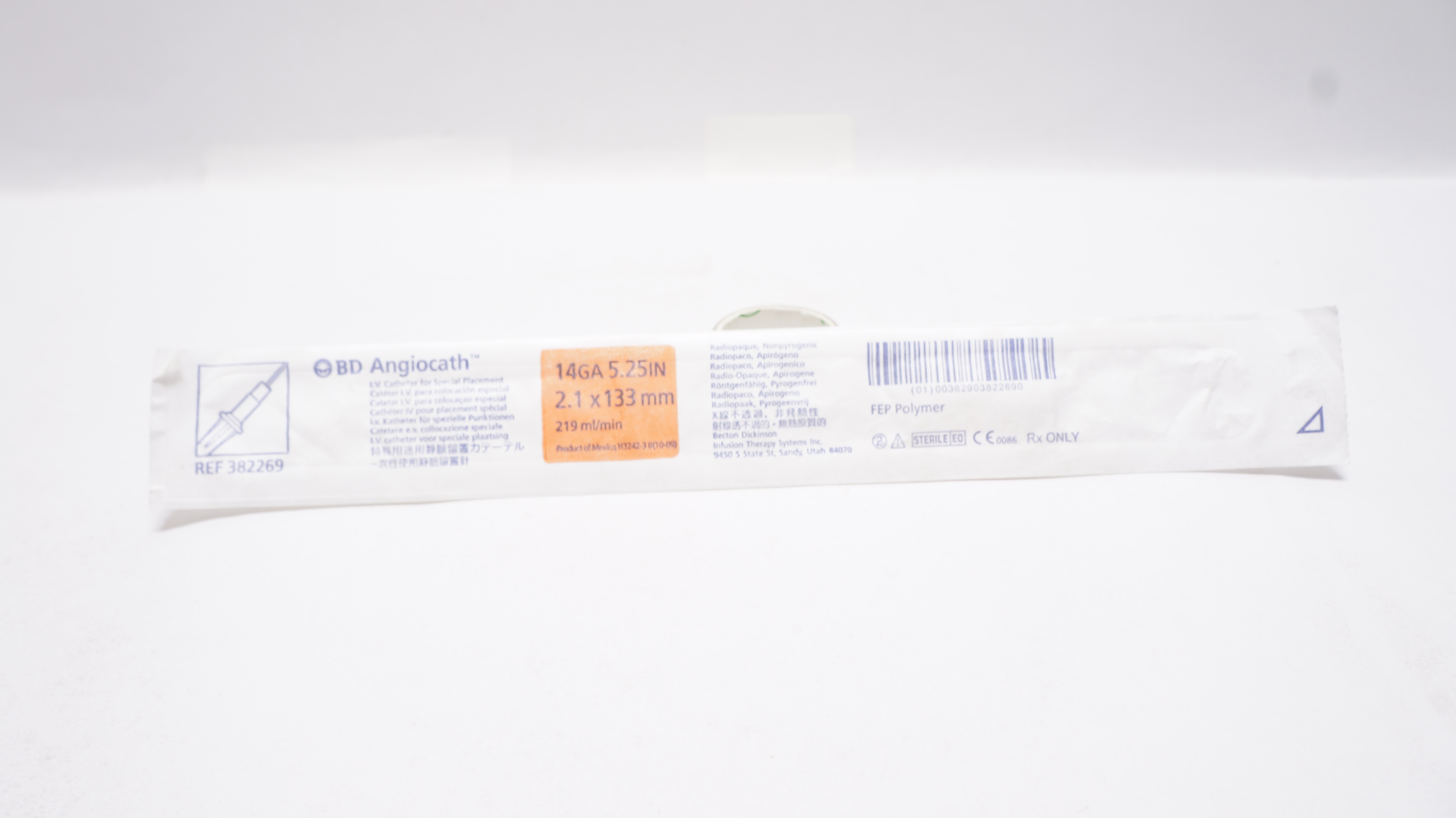 BD 382269 Angiocath IV Cath. 14GA x 5.25 inch, 219ml/min (x)