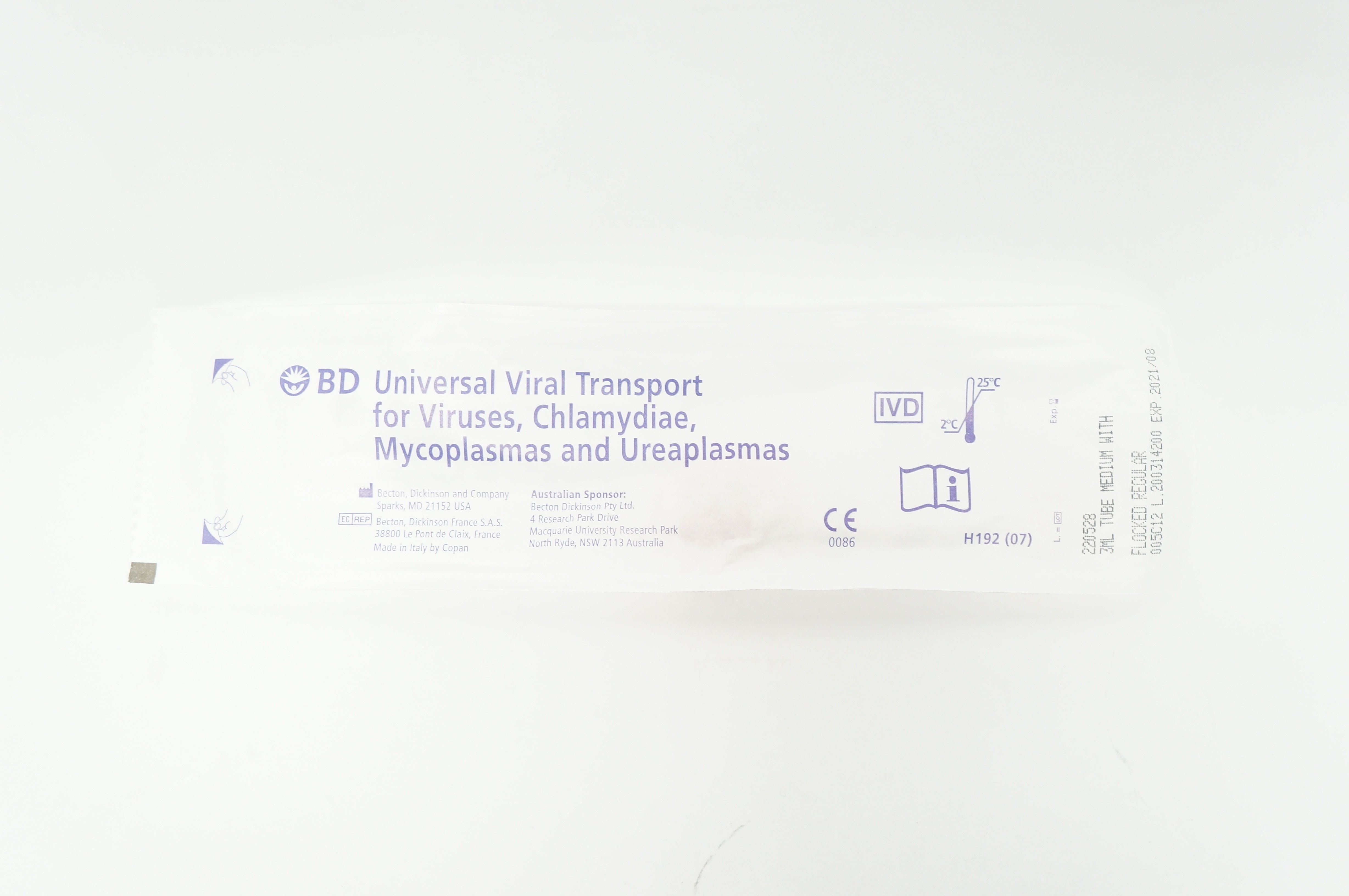 BD 220528 Universal Viral Transport 3ml Tube M w/Flocked Flexible Minitip