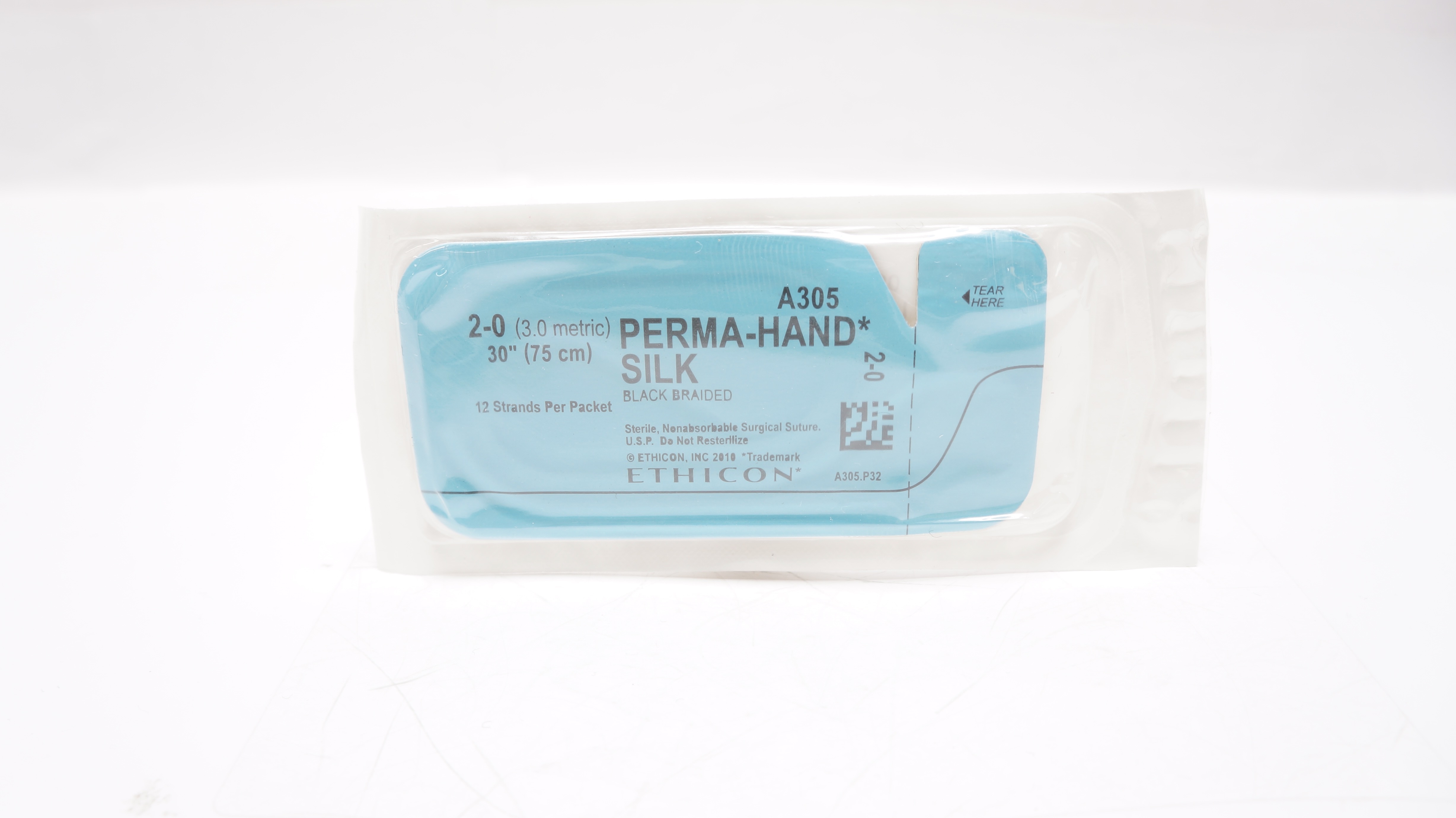 Ethicon A305 2-0 Perma-Hand Silk Black Braided Stre, 30inch