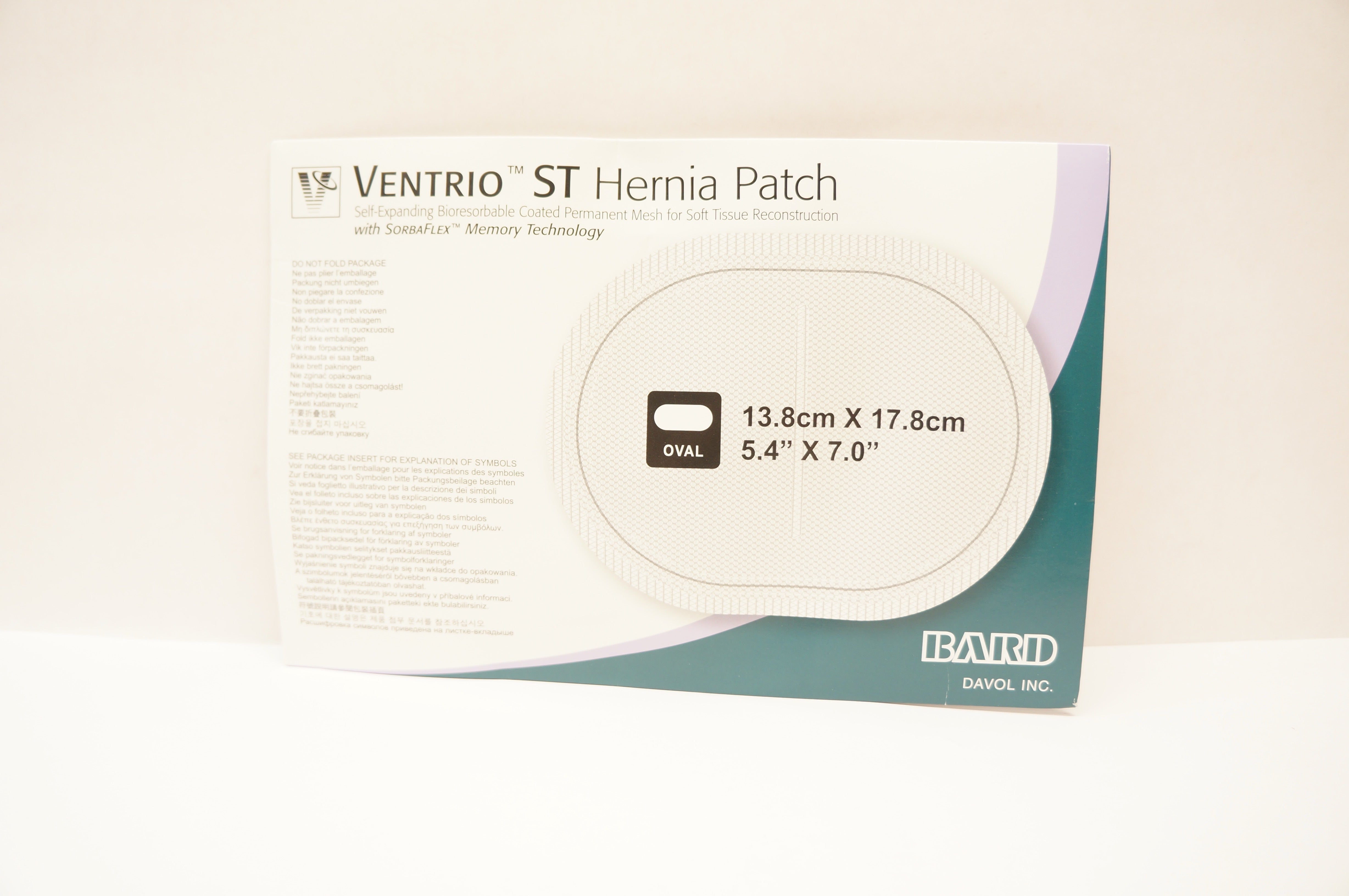 Bard 5950050 Davol Ventrio ST Hernia Patch Oval, 5.4inch x 7.0inch (x)