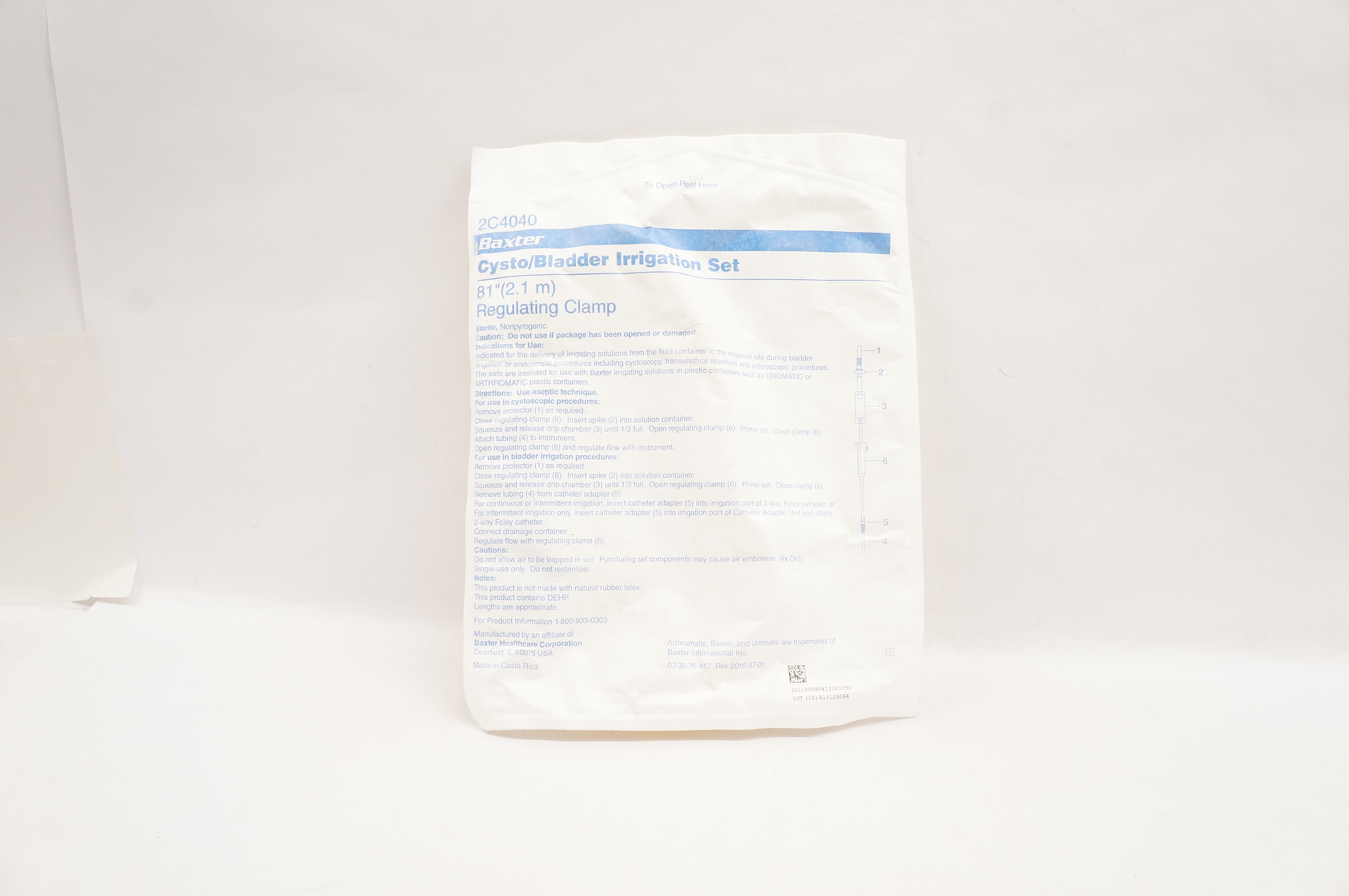 Baxter 2C4040 Cysto/Bladder Irrigation Set, Regulating Clamp, 81 inch