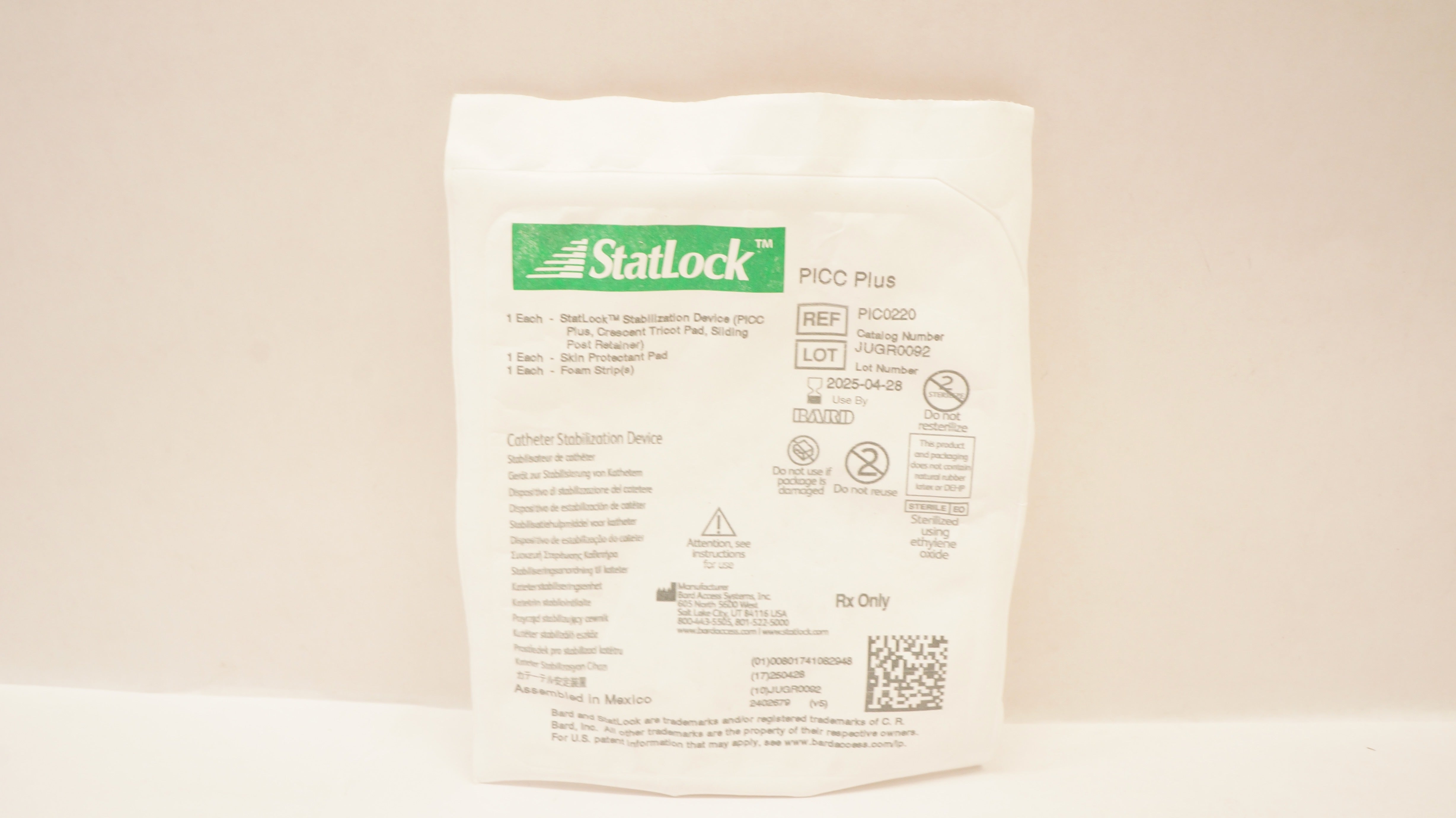 Bard PIC0220 StatLock Cath. Stabilization Device PICC Plus