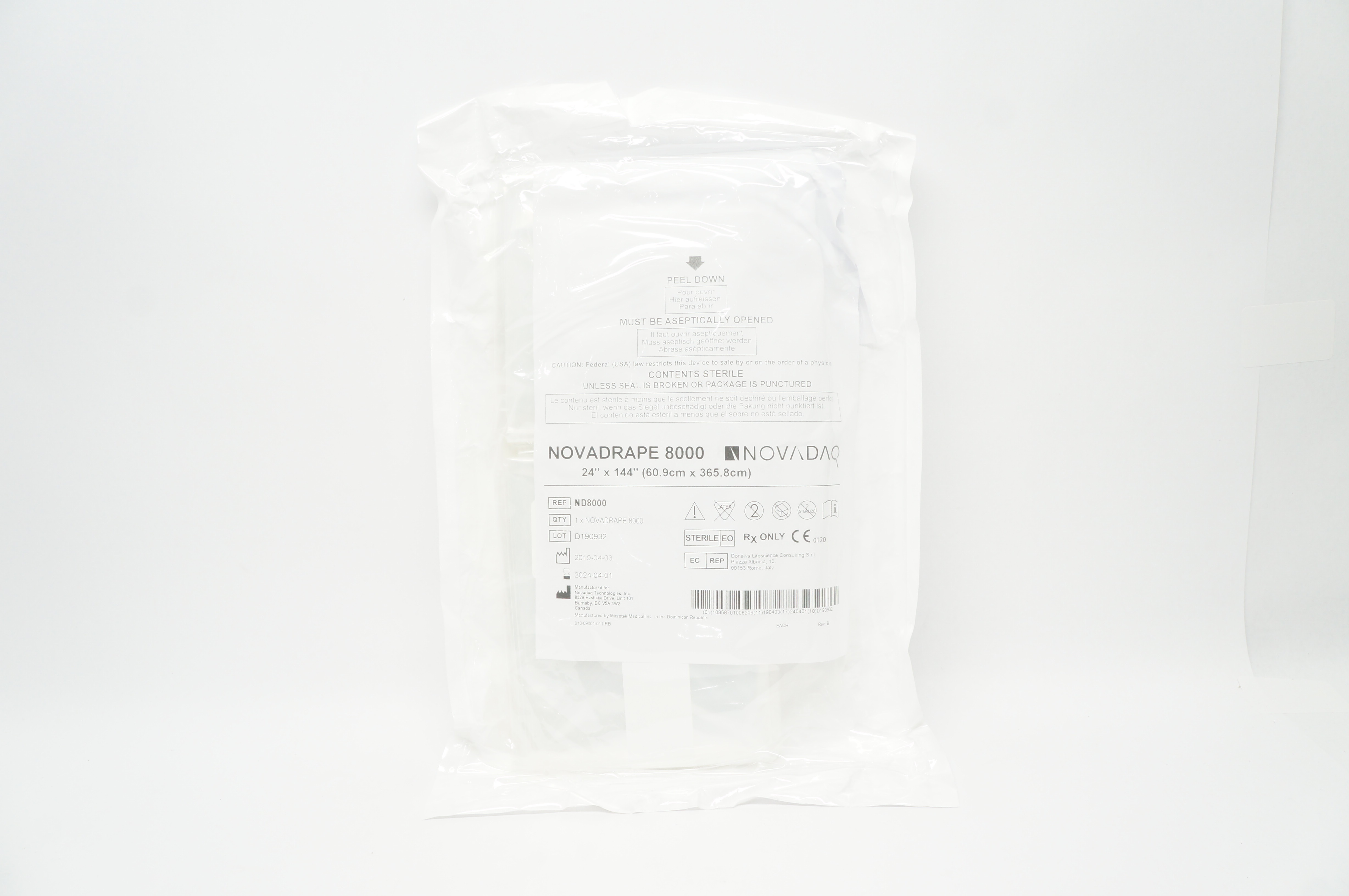 Novadaq ND8000 NOVADRAPE 8000 24inch x 144 inch