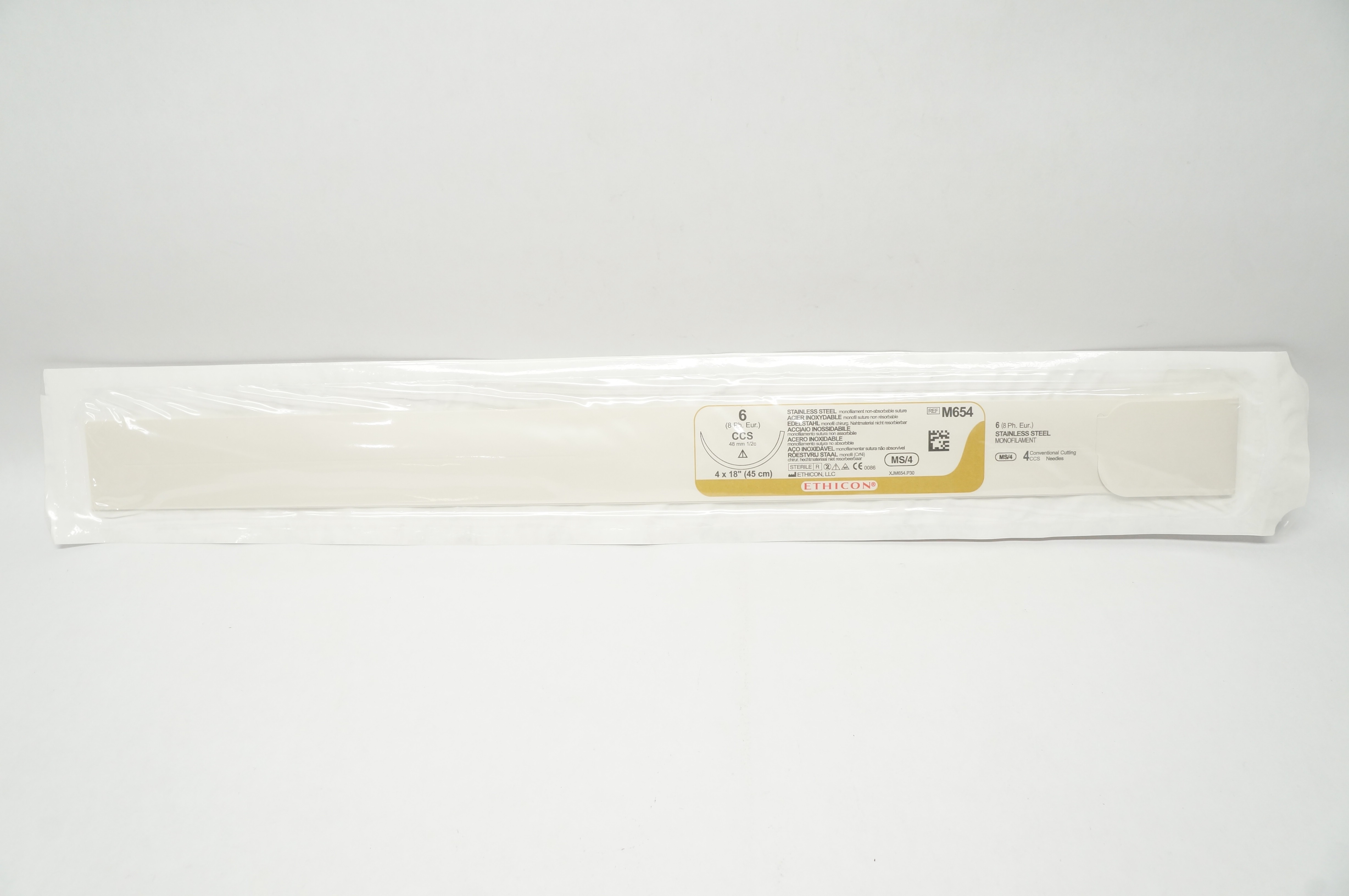 Ethicon M654 6 SURGICAL STEEL CCS 48mm 1/2c Conventional Cutting 18inch