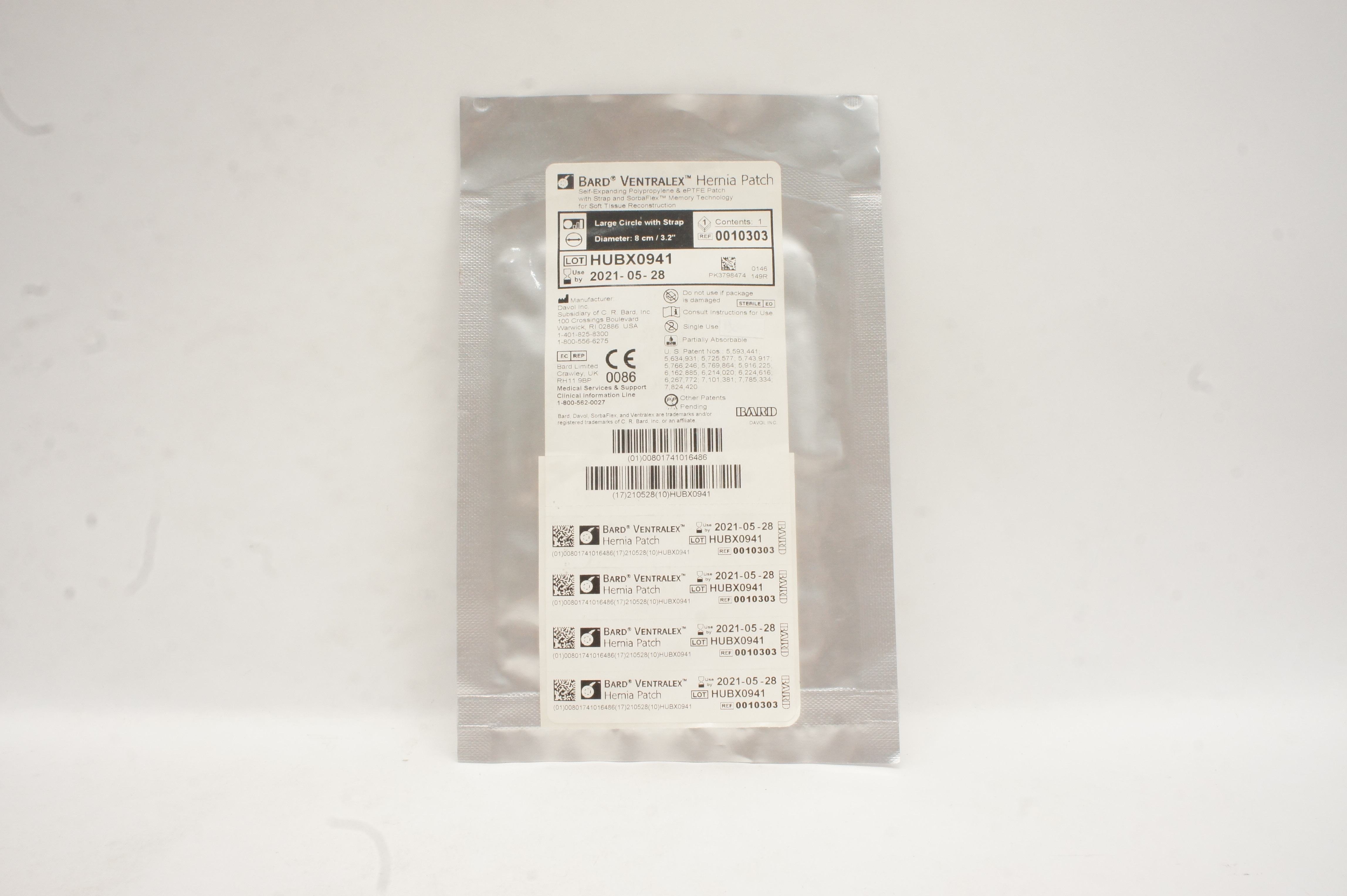 Bard 0010303 Ventralex Hernia Patch Large Circle with Strap 3.2inch (x)